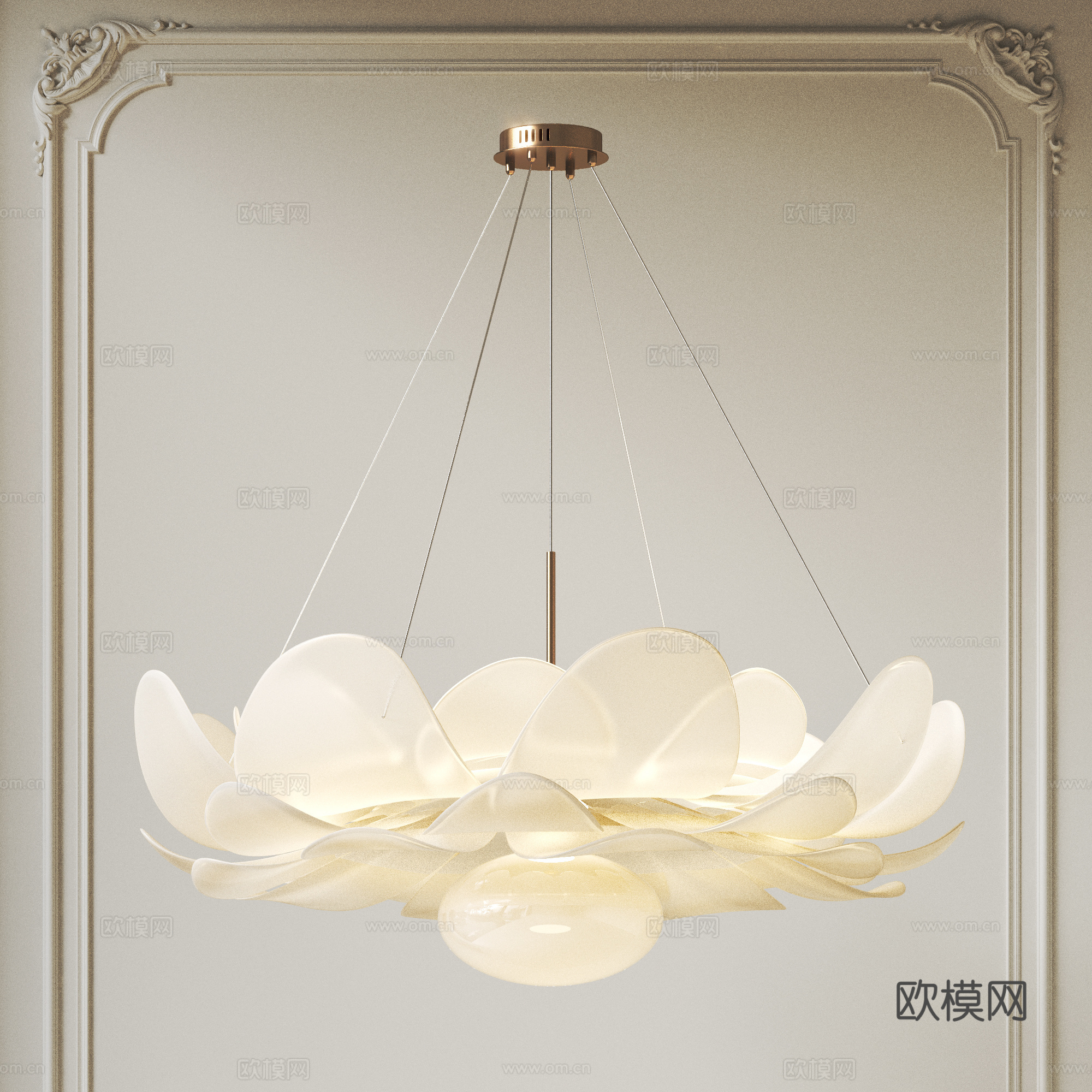 现代法式花瓣吊灯 装饰吊灯 客厅吊灯 卧室吊灯 儿童房吊灯3d模型
