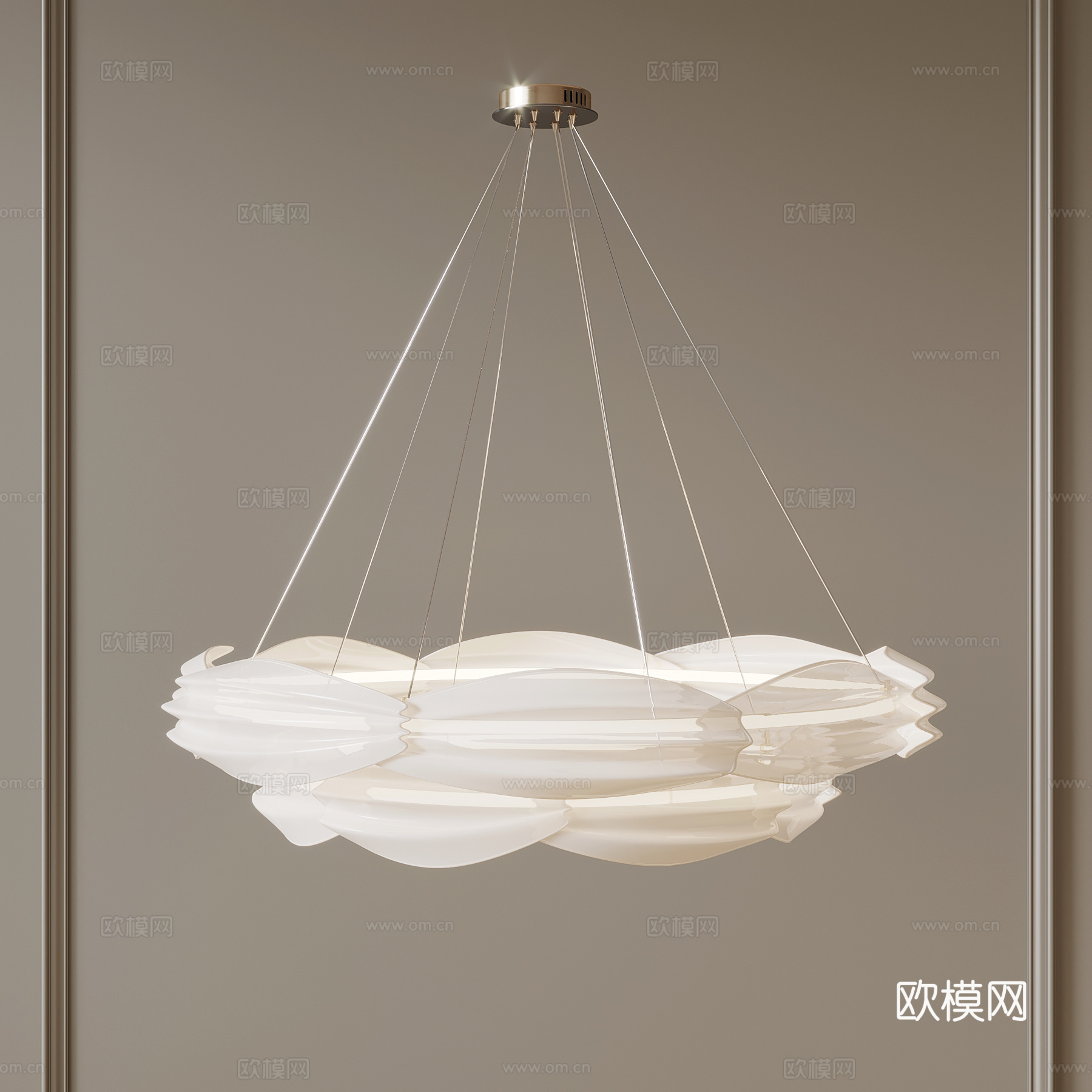 现代奶油风吊灯su模型