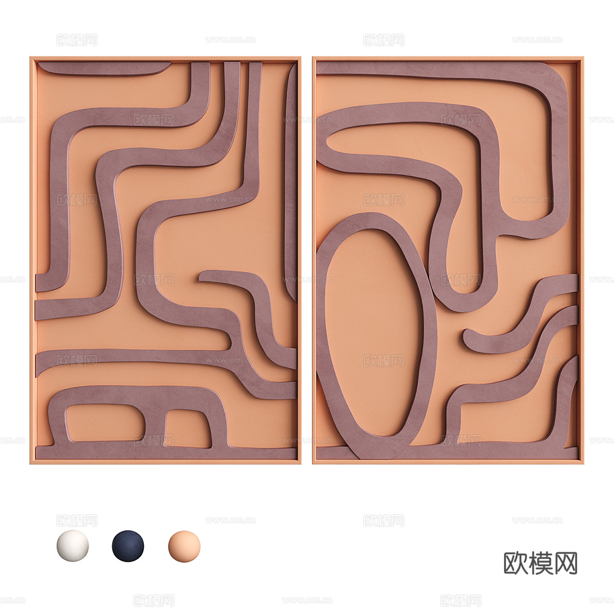 现代意式侘寂装饰挂画3d模型