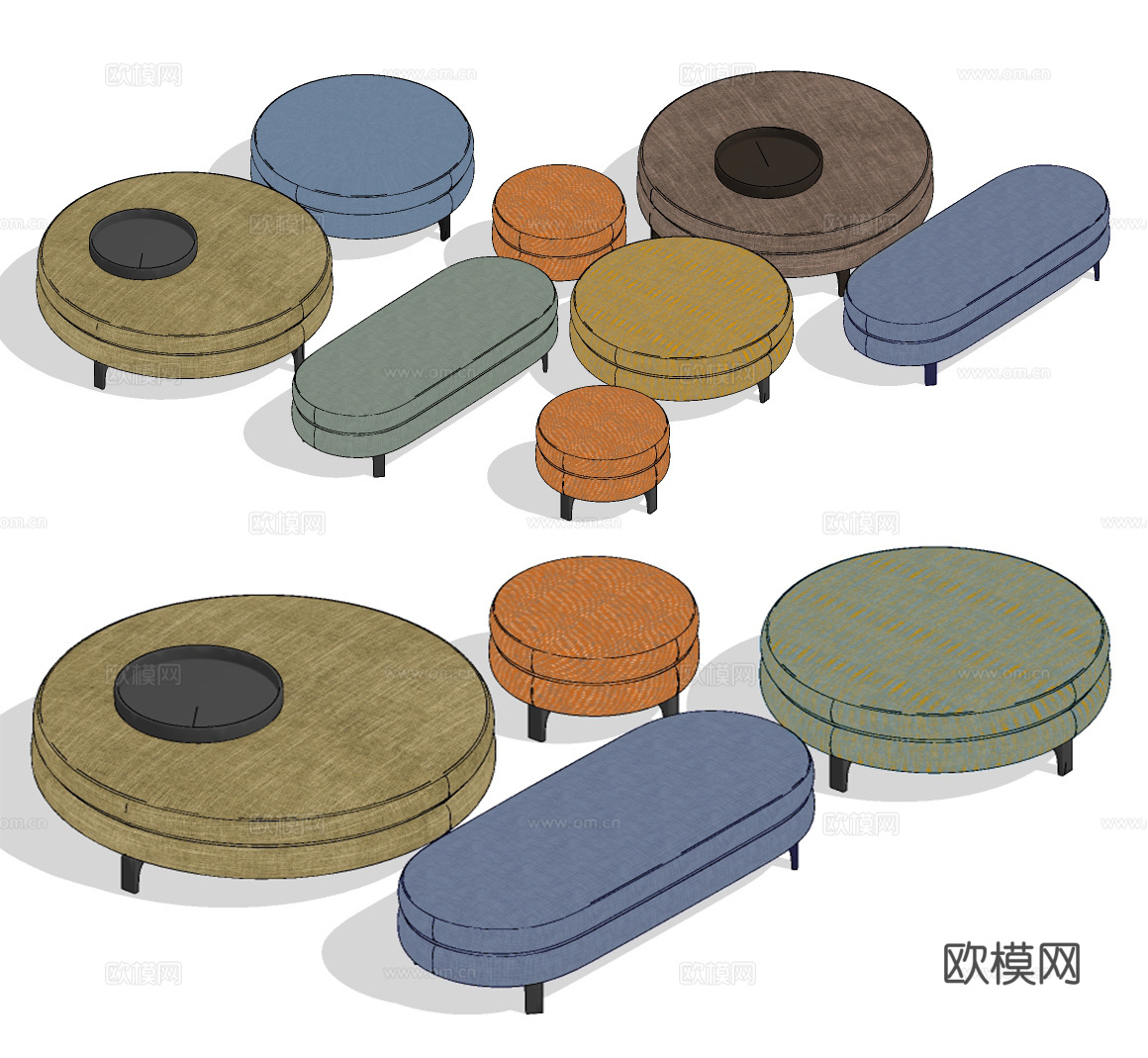 现代沙发凳凳子su模型下载