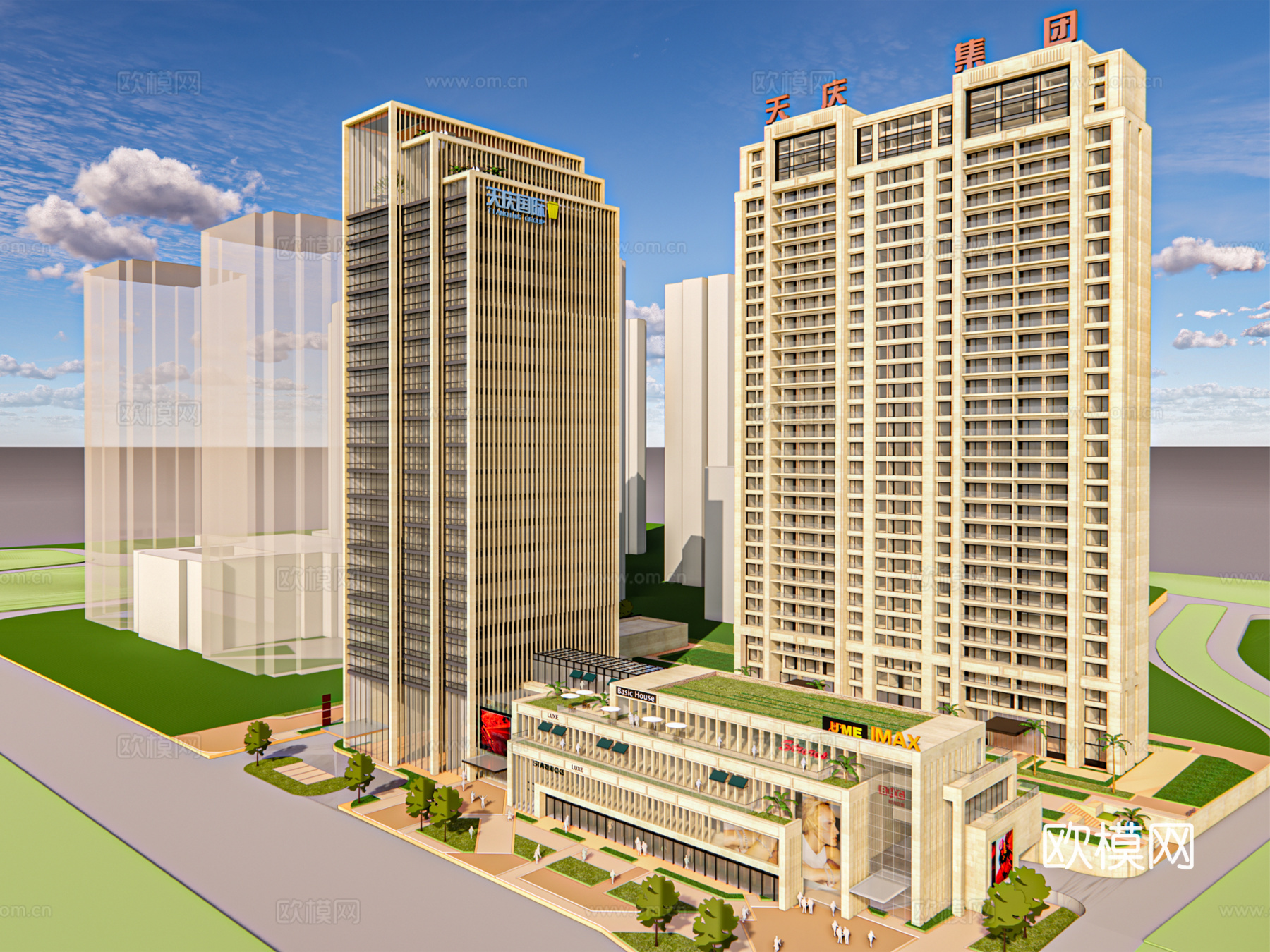 现代商业楼建筑外观su模型下载