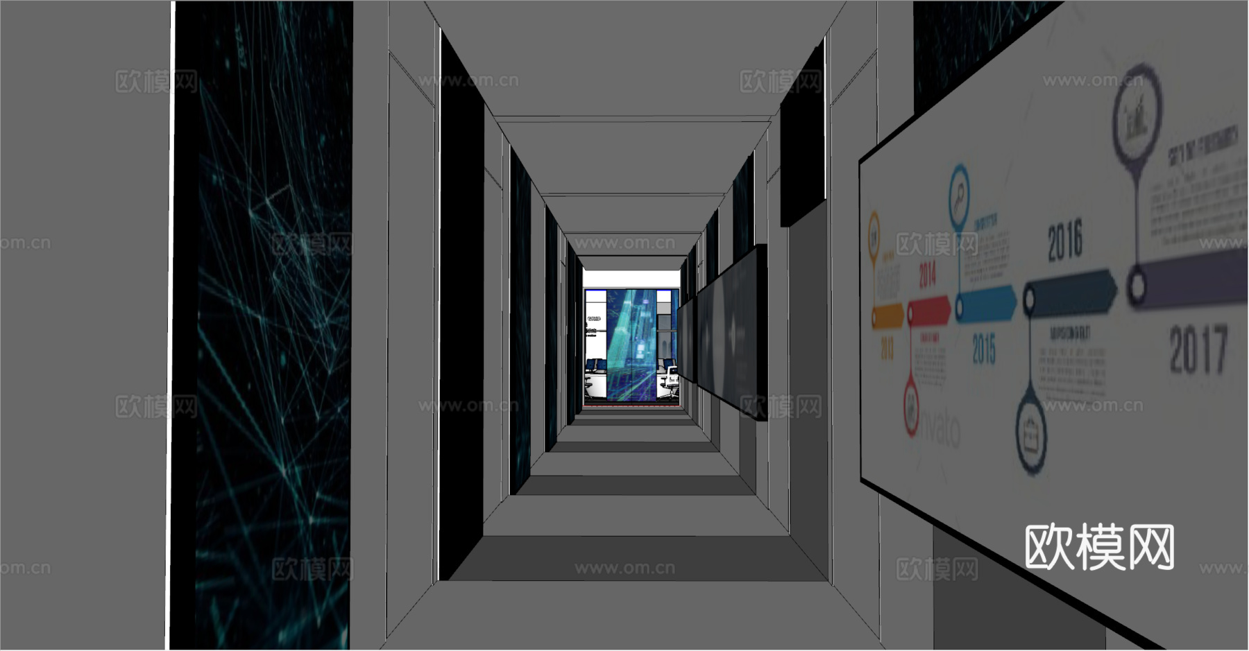 现代科技展厅su模型下载