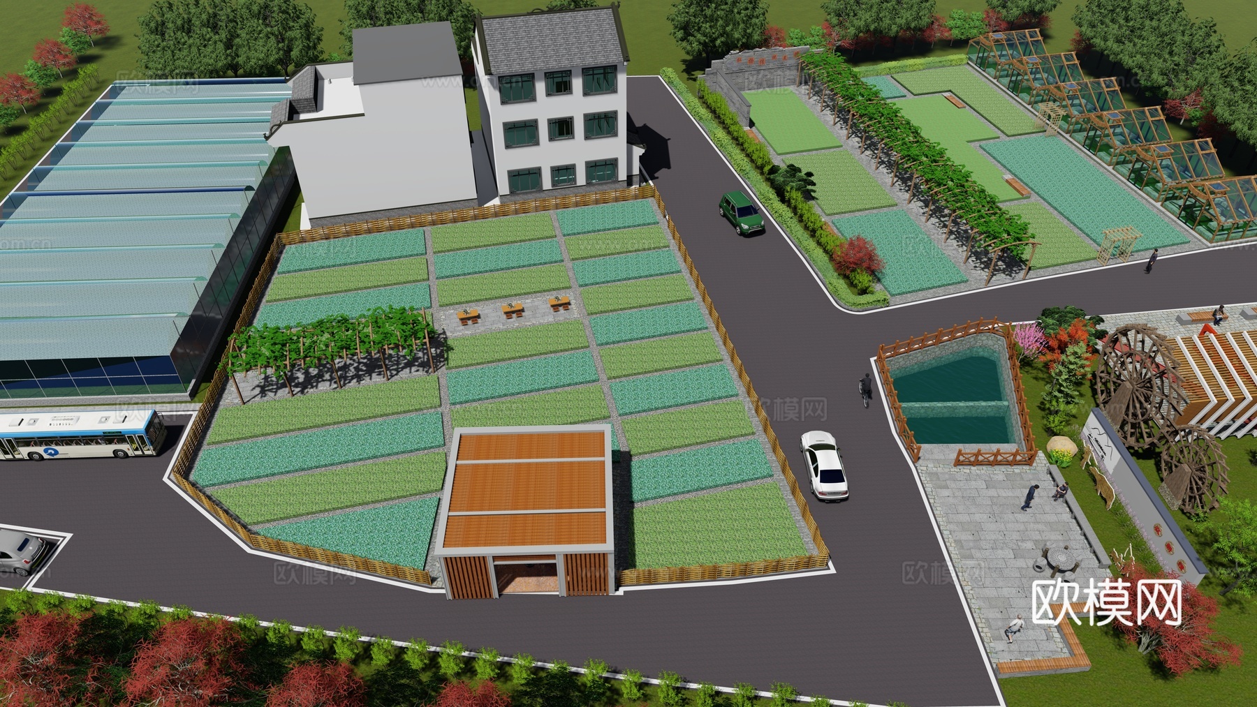 乡村公园景观su模型下载