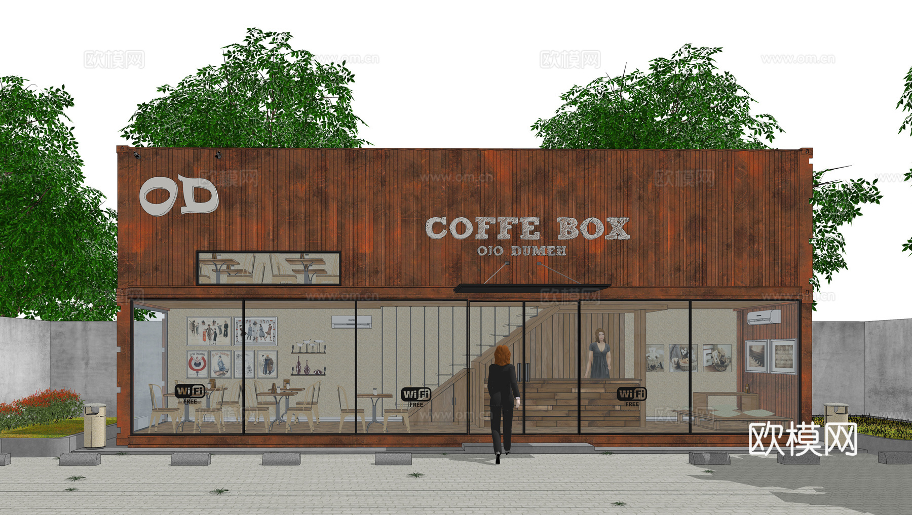 现代咖啡店su模型下载