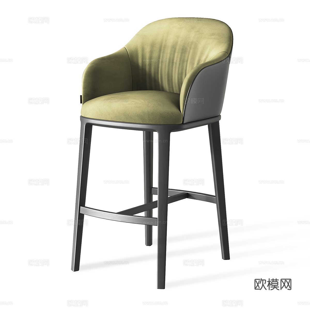 现代意式布艺皮革吧台椅3d模型
