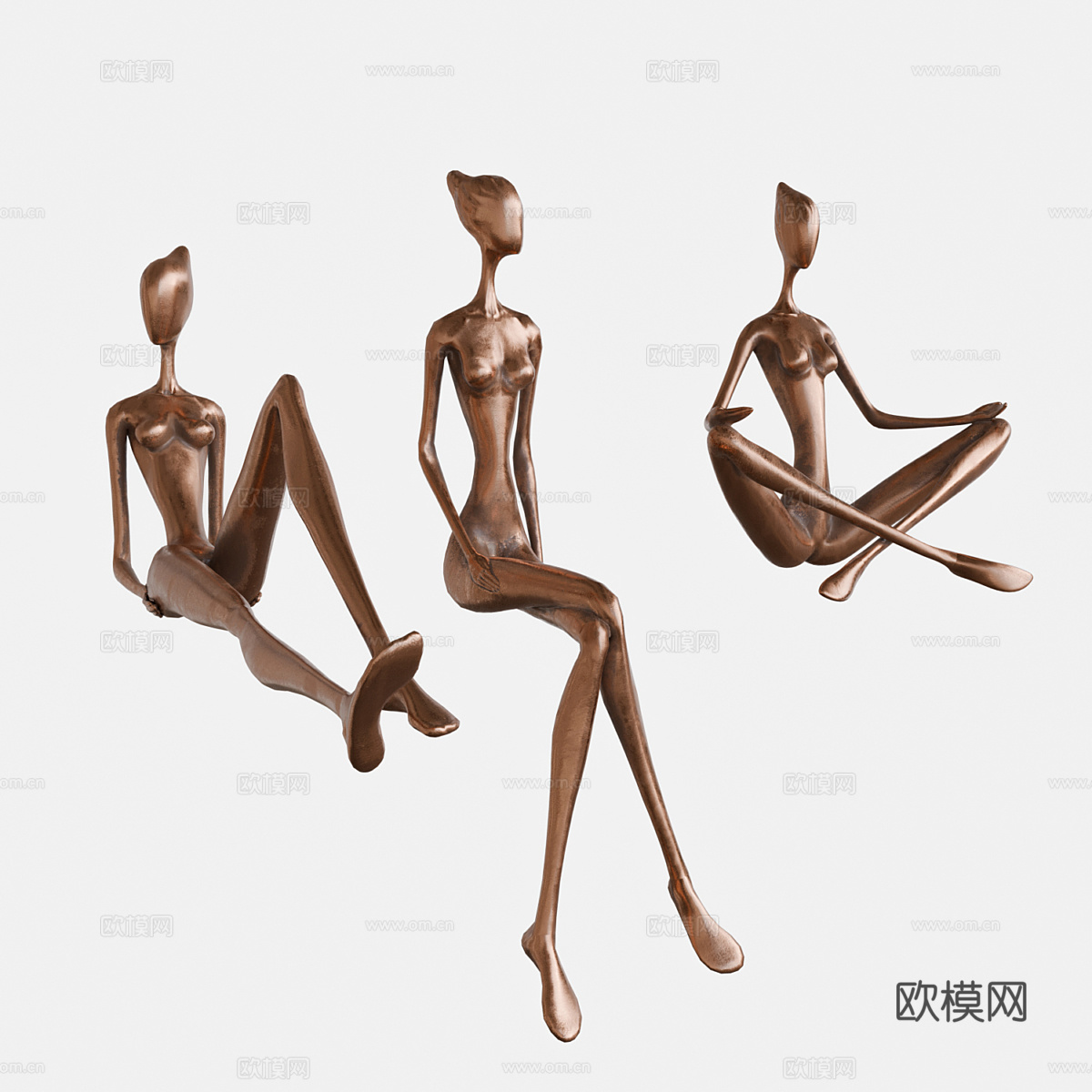 现代意式轻奢青铜雕像3d模型