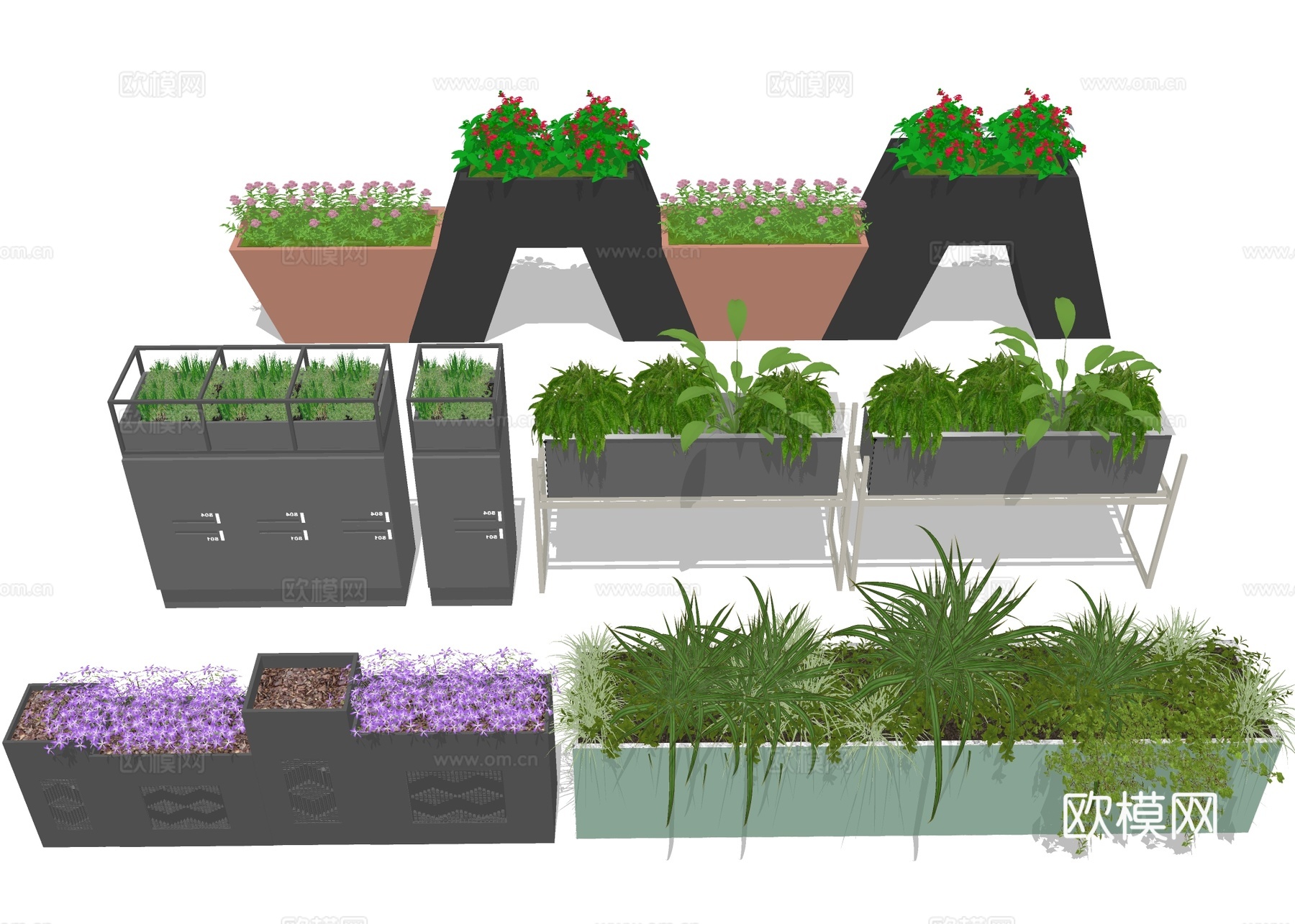 花箱花坛 花钵绿植su模型下载
