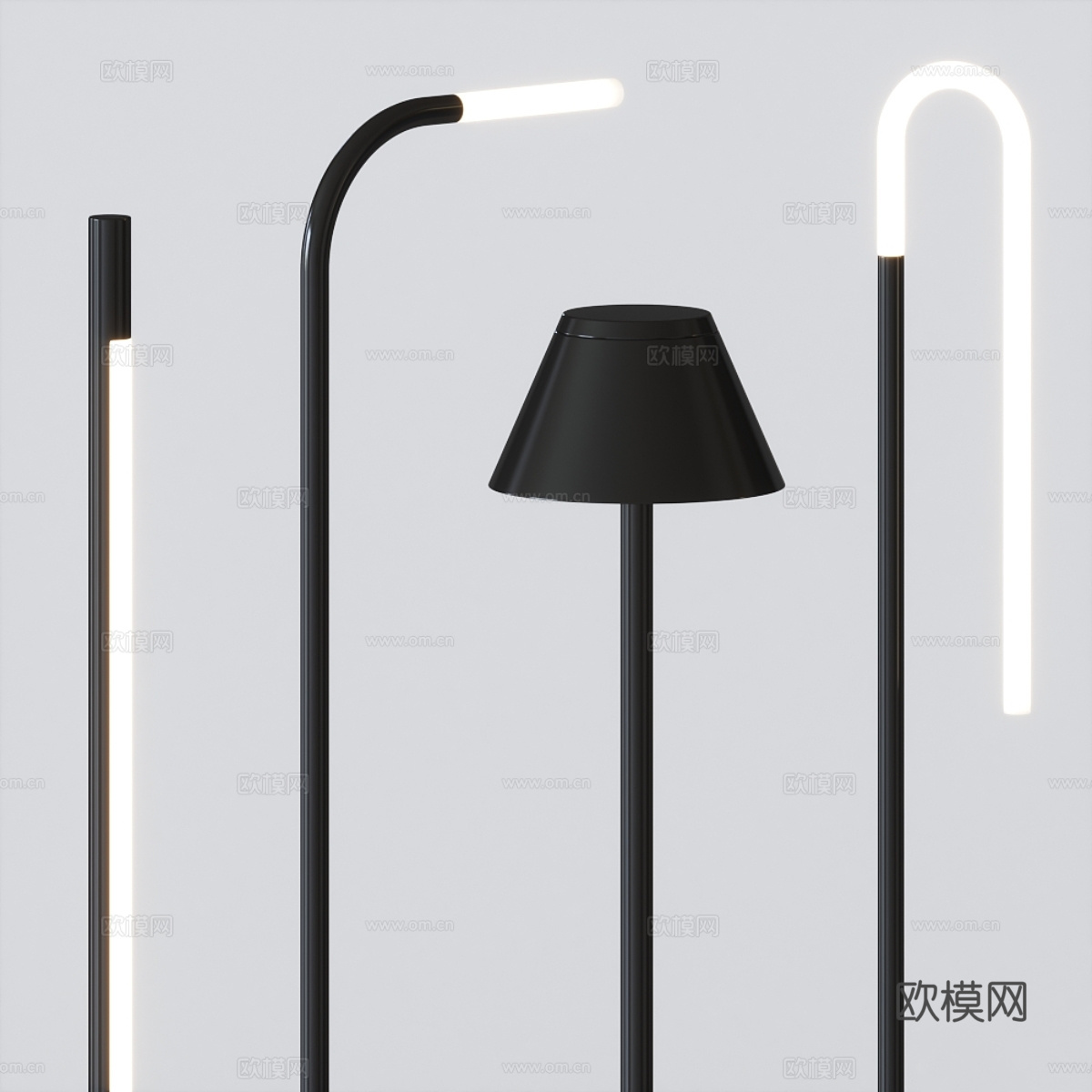 现代极简线性落地灯3d模型