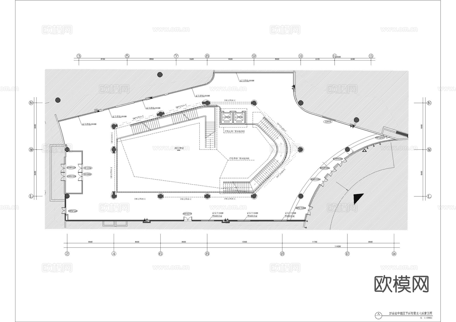 商业中庭平面施工图cad施工图