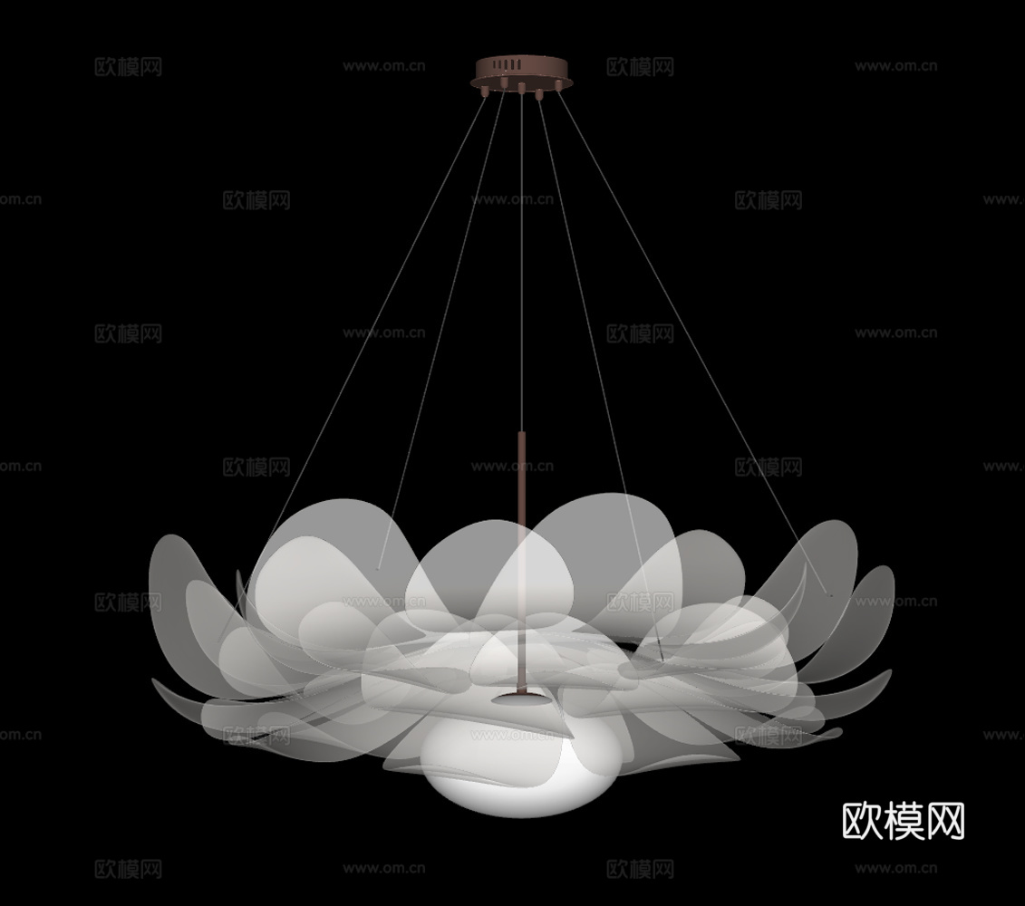 现代法式花瓣吊灯 装饰吊灯 客厅吊灯 卧室吊灯 儿童房吊灯su模型