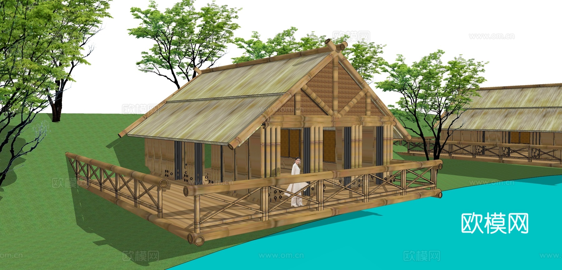 现代木屋建筑su模型下载