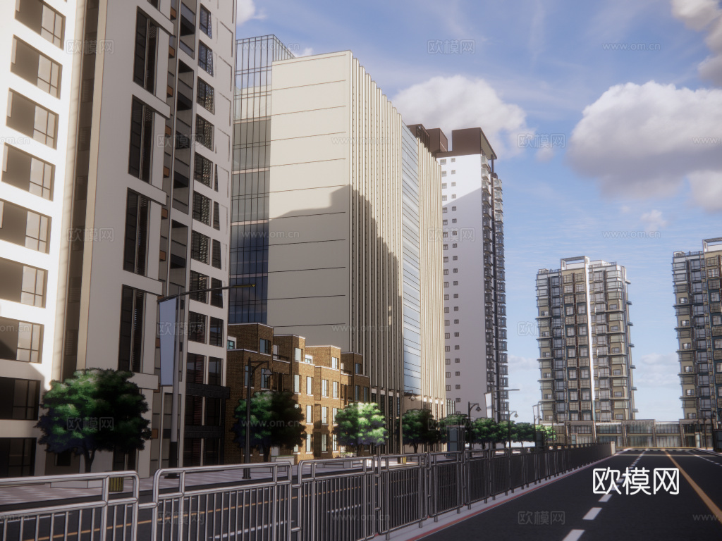 现代沿街商业建筑su模型下载