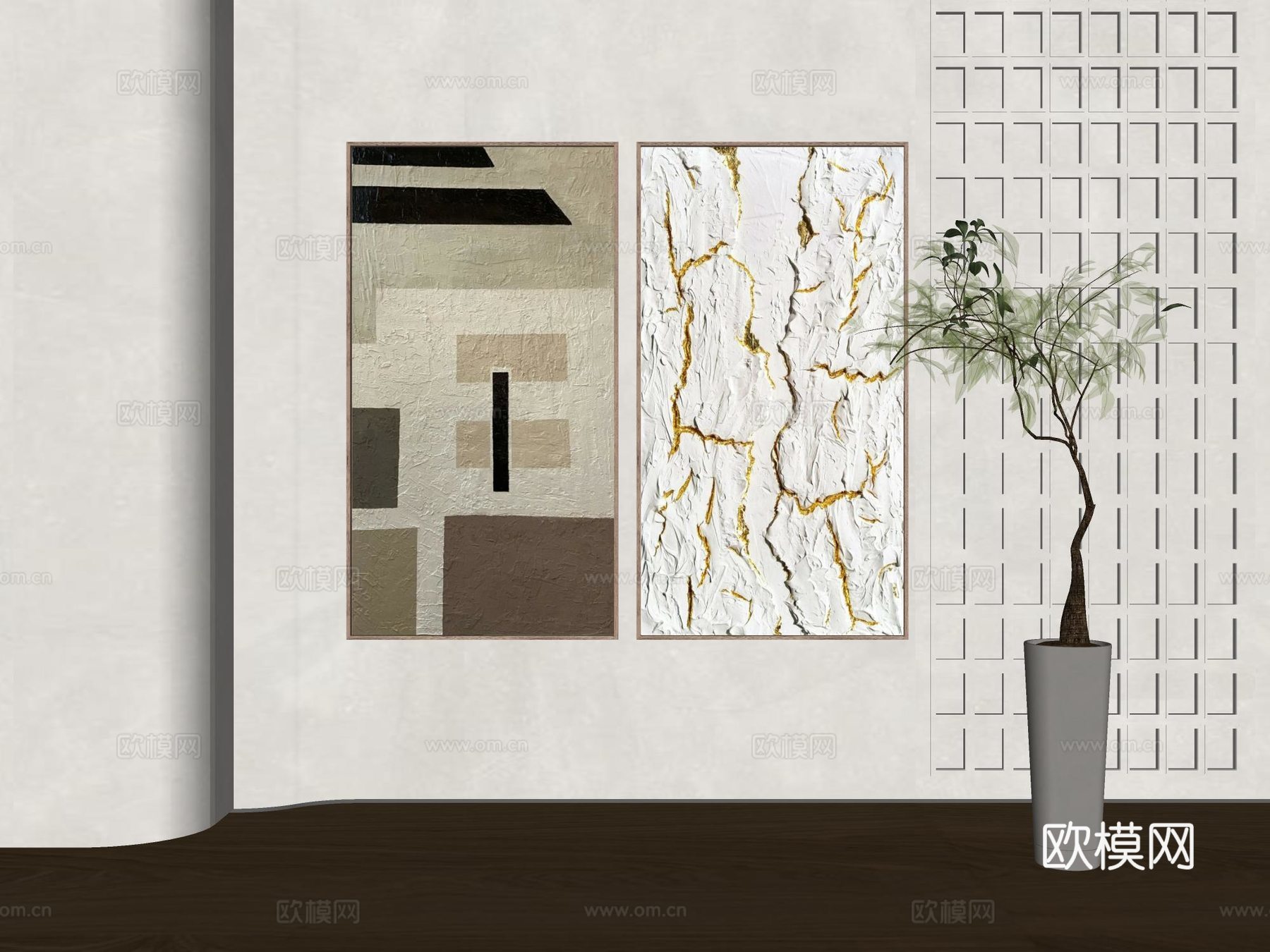 现代装饰画 室内装饰画 挂画 抽象画su模型下载