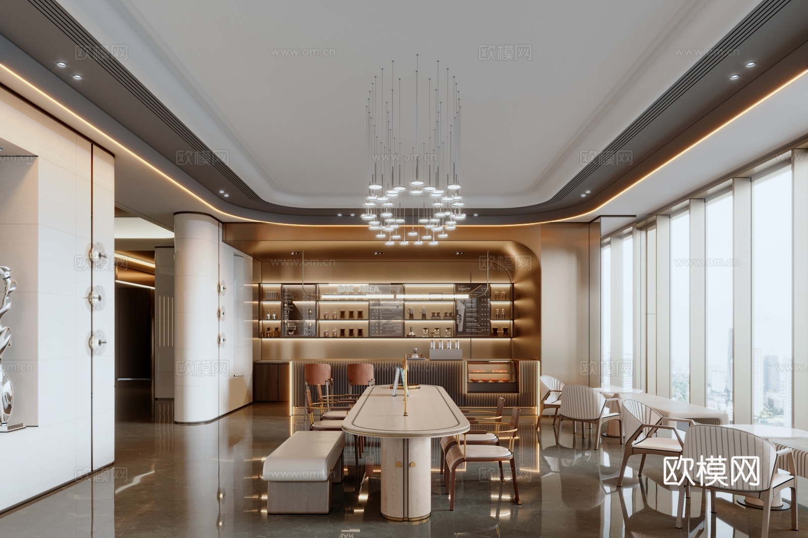 现代售楼处 酒店前台3d模型