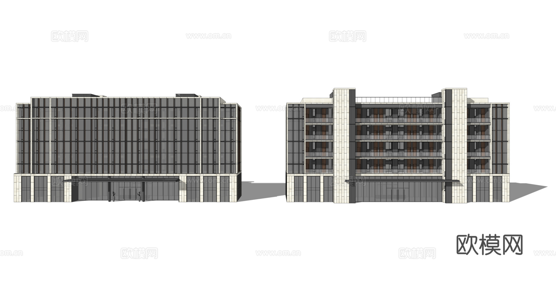 现代办公楼建筑外观su模型下载