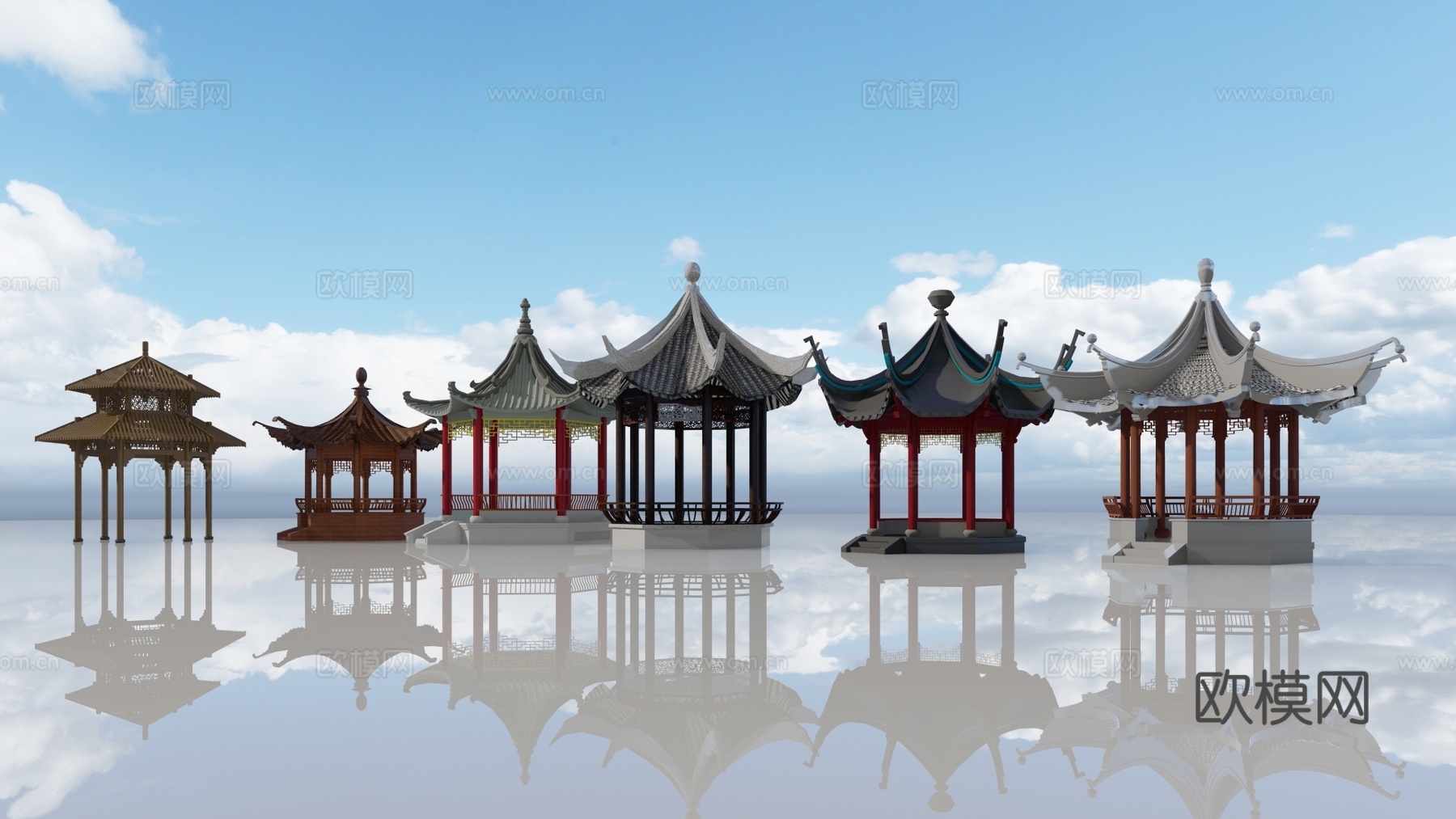 中式古建凉亭景观亭su模型下载