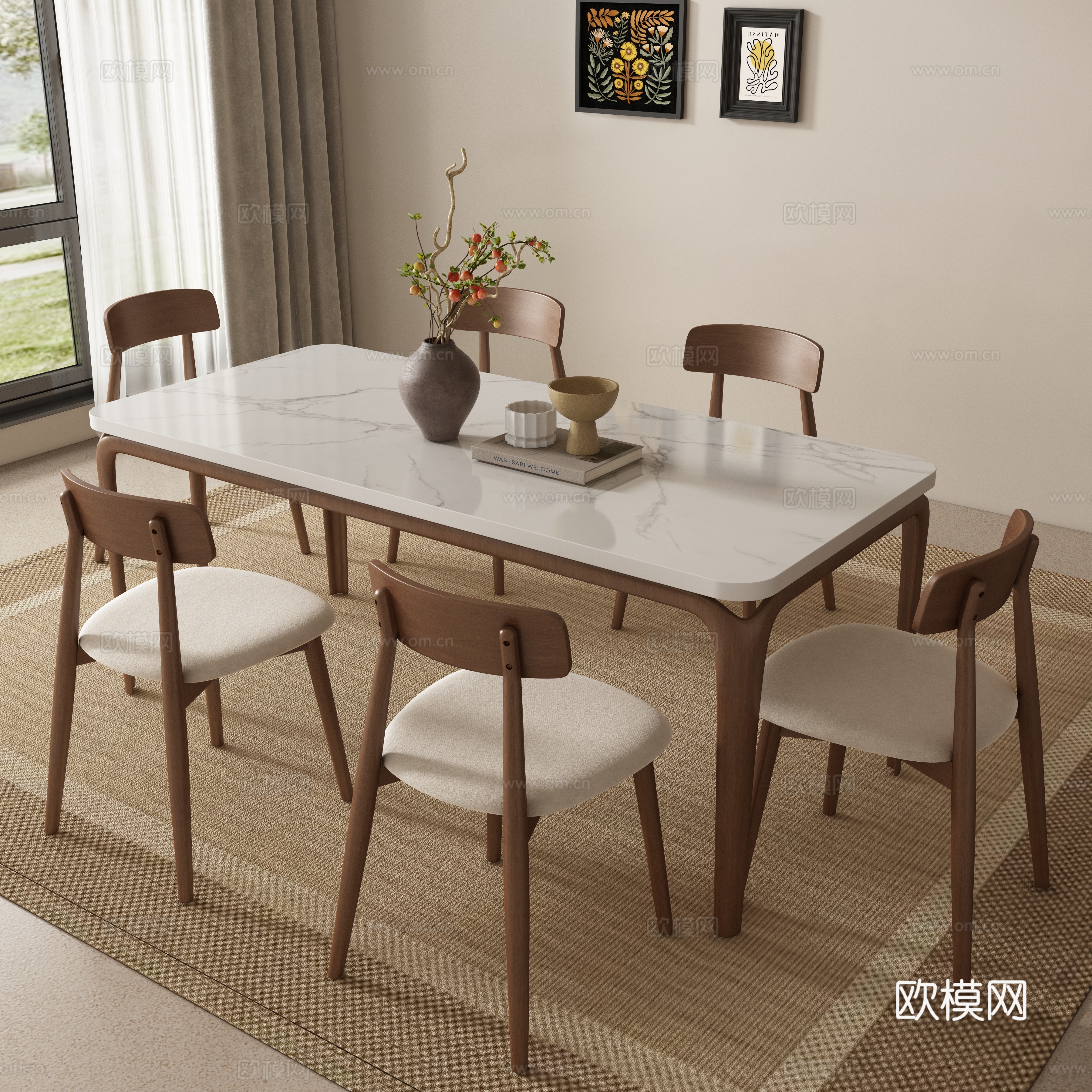 现代餐桌椅su模型