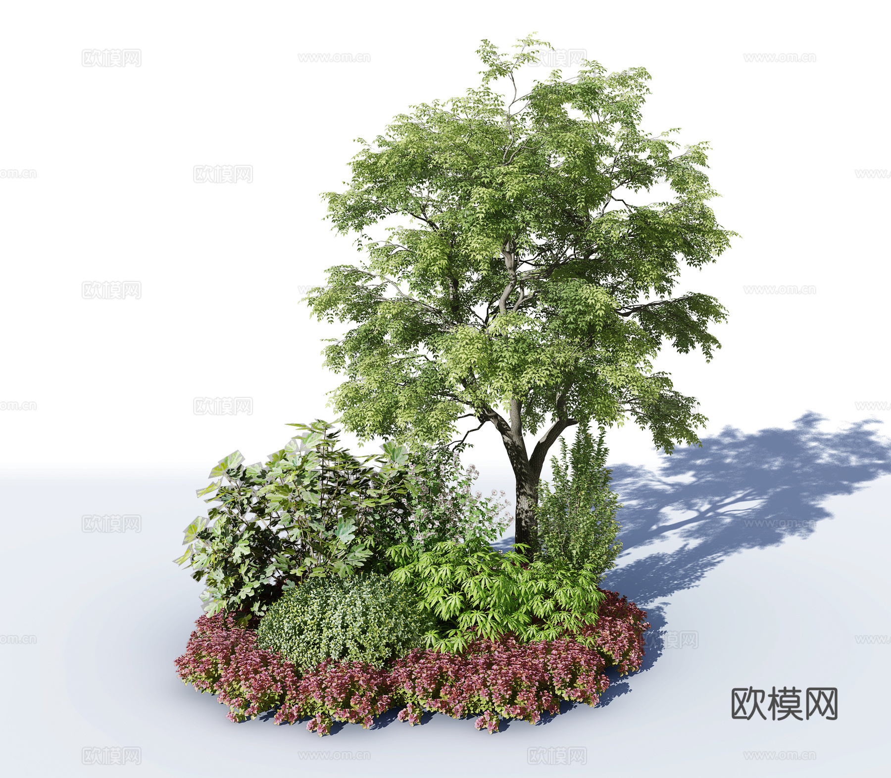 现代花坛景观树su模型下载