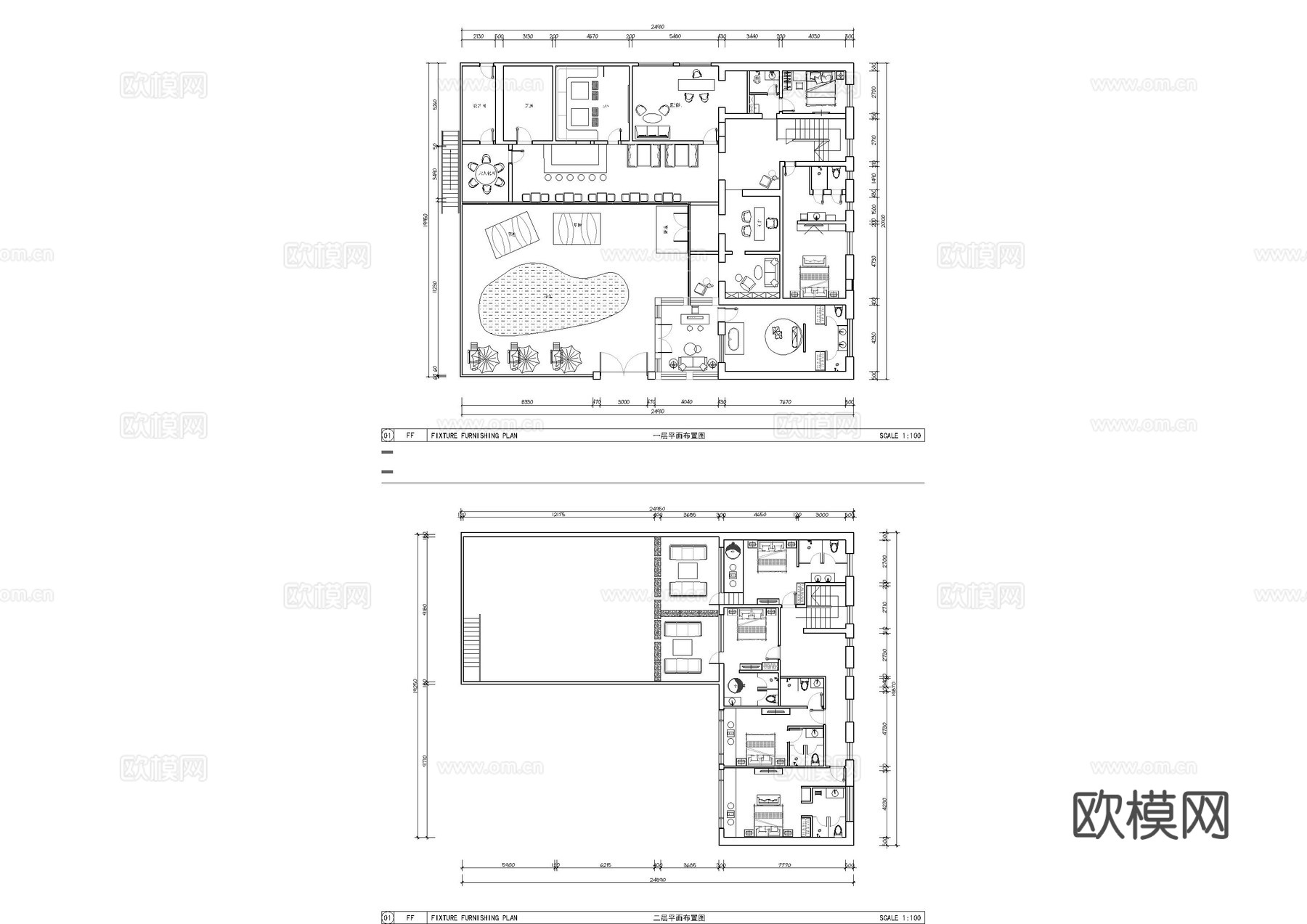 网红主题民宿平面方案cad施工图
