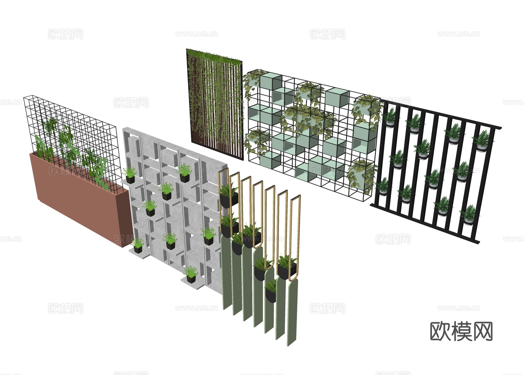 绿植隔断 镂空架屏风su模型下载