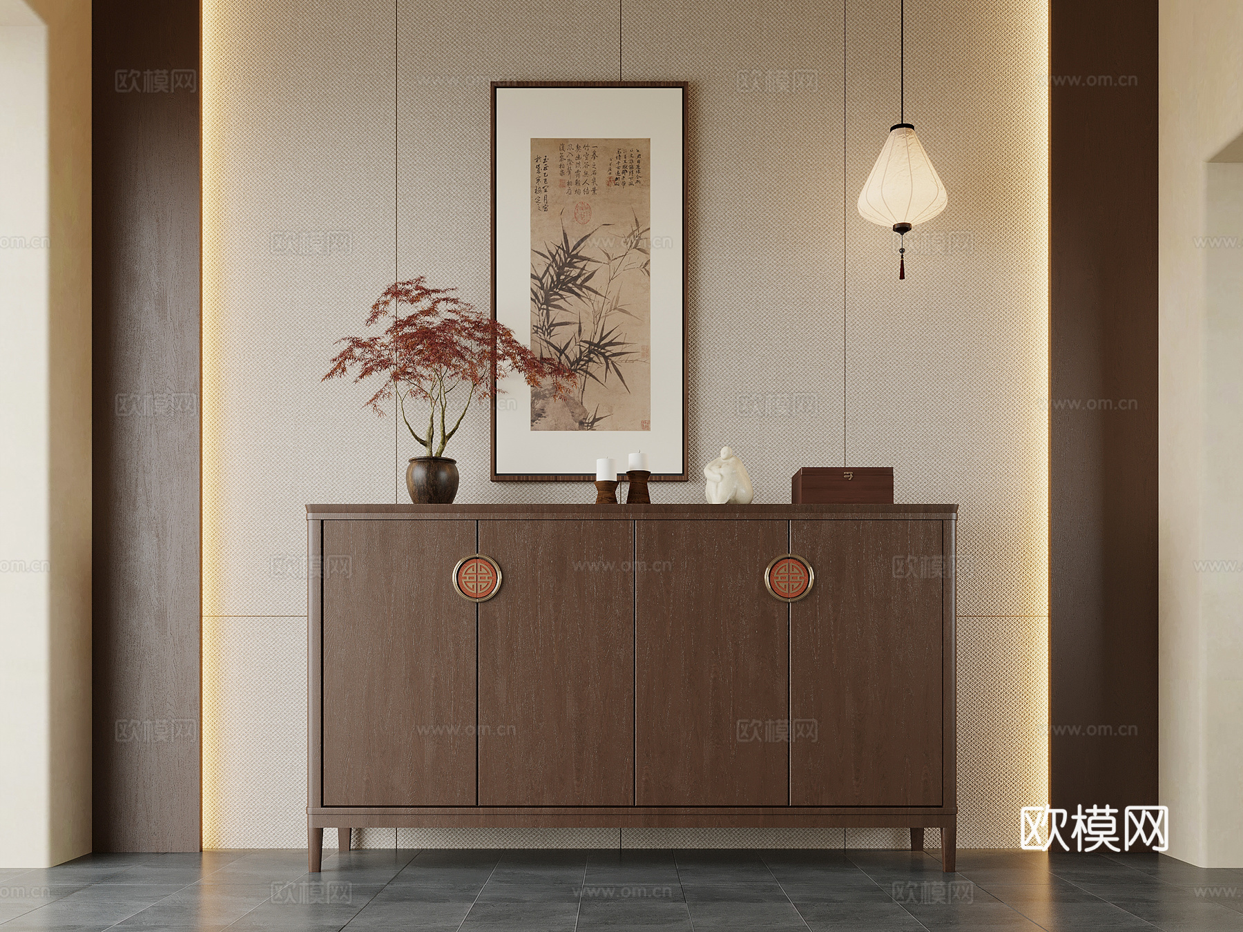 新中式玄关柜 端景柜3d模型