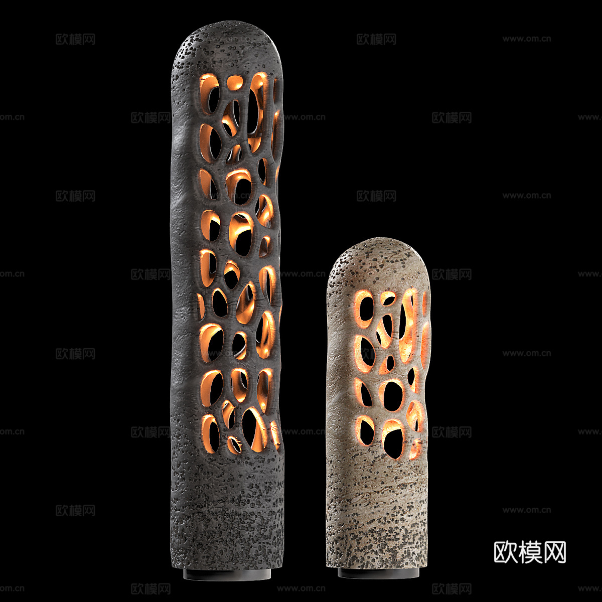 现代侘寂蜂窝状装饰落地灯3d模型下载（渲染图2）