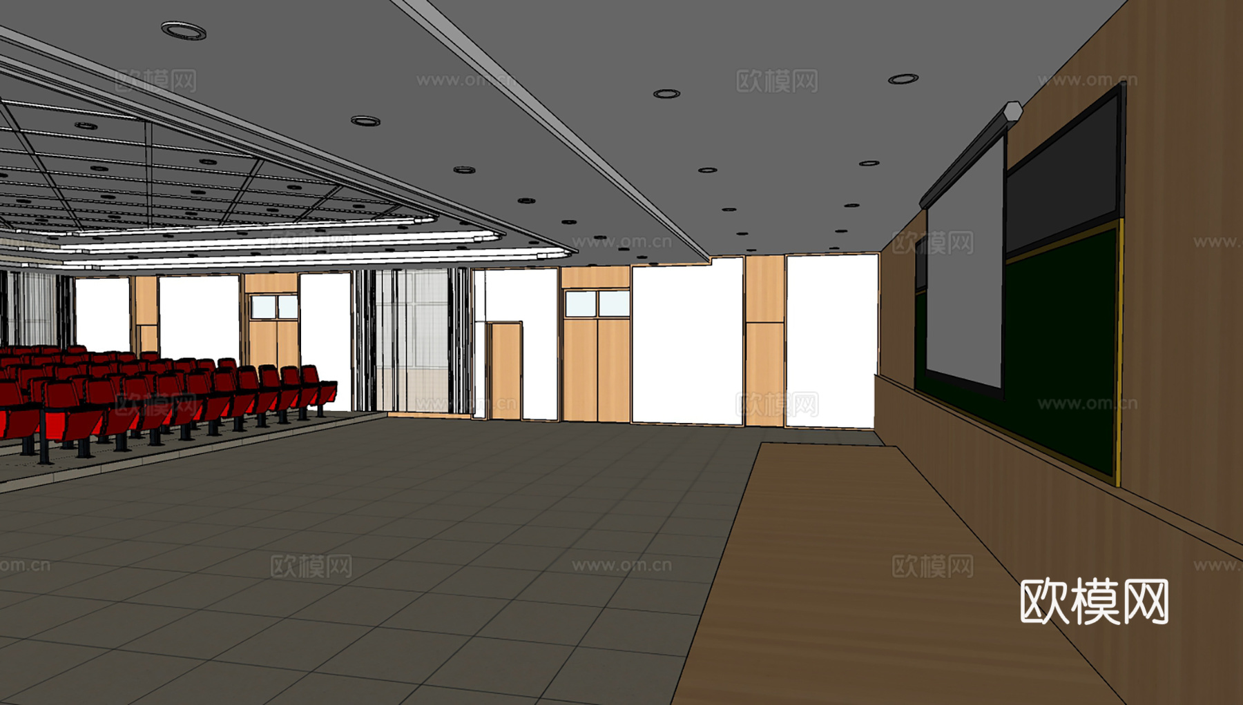 现代报告厅会议室多功能厅su模型下载