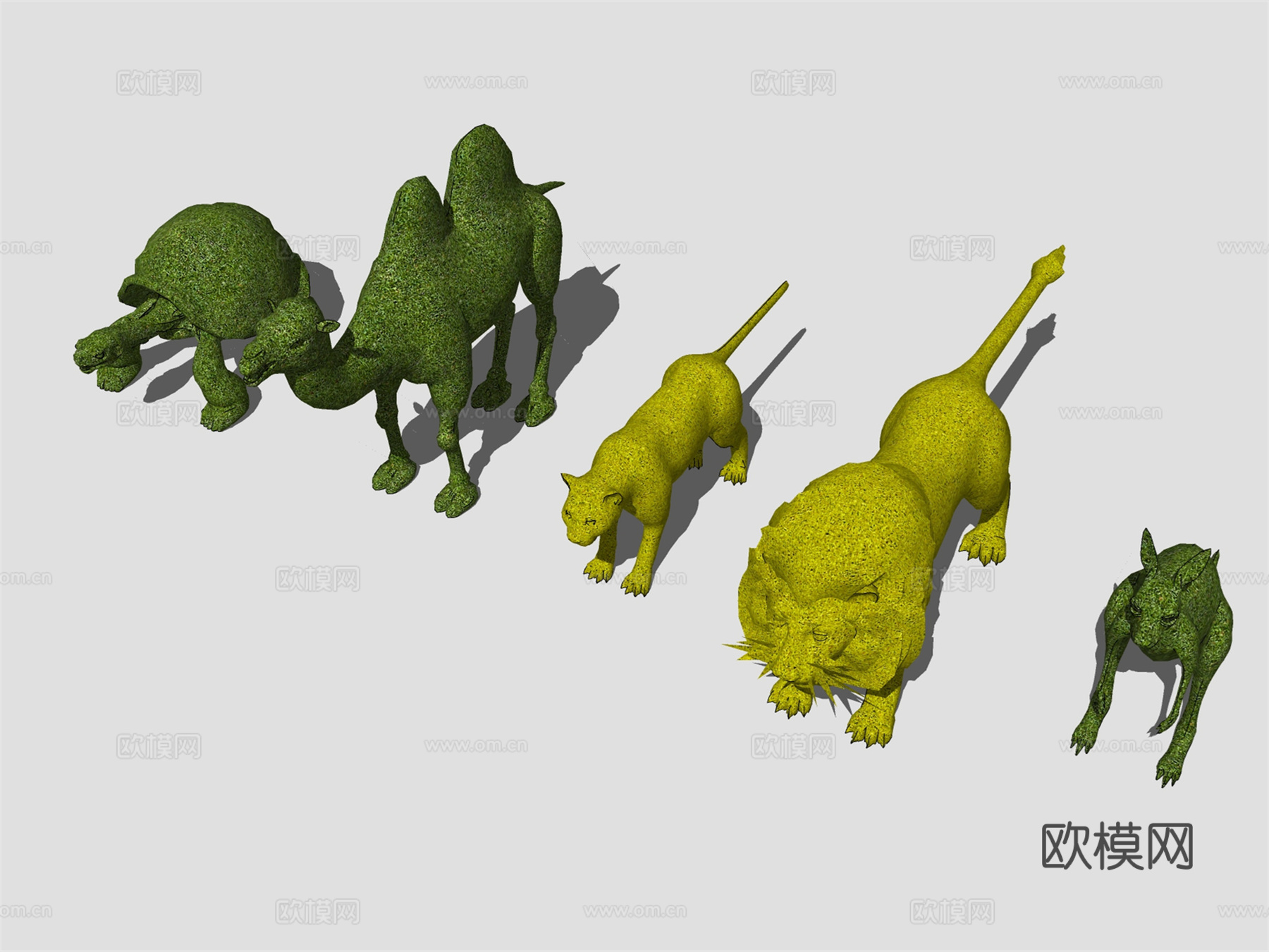 现代植物动物草雕su模型下载