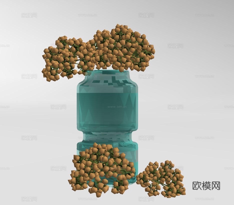 现代绿植花瓶摆件su模型下载