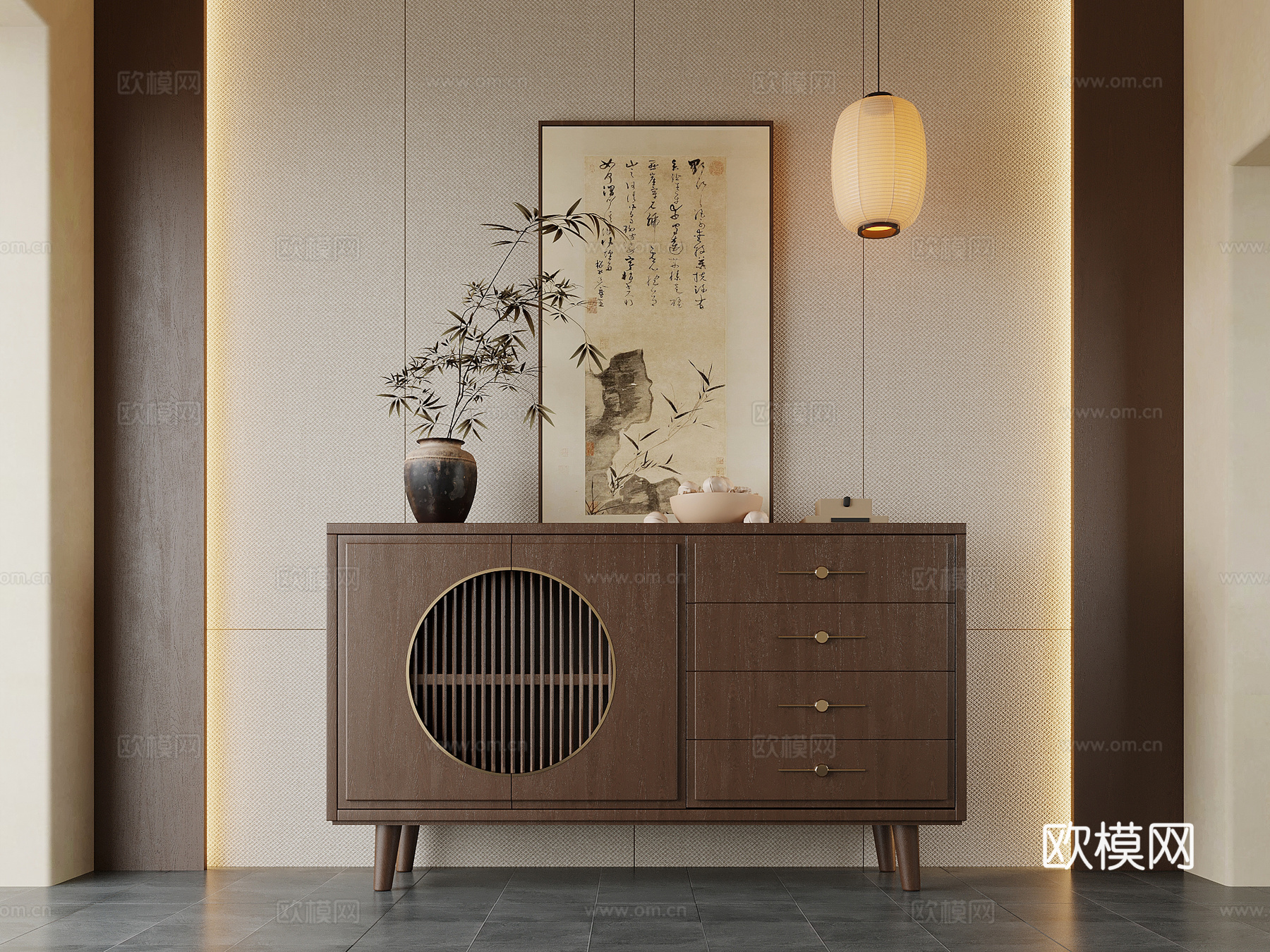 新中式玄关柜 端景柜3d模型