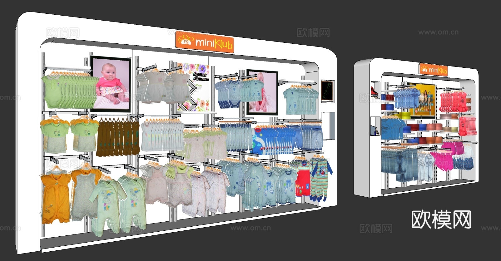 现代儿童服装专柜展示柜su模型下载