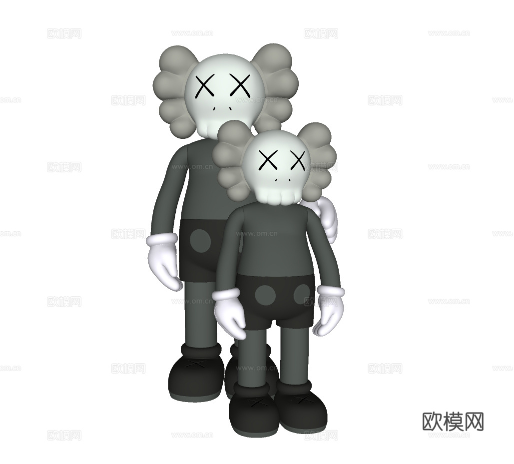 现代公仔雕塑摆件su模型下载