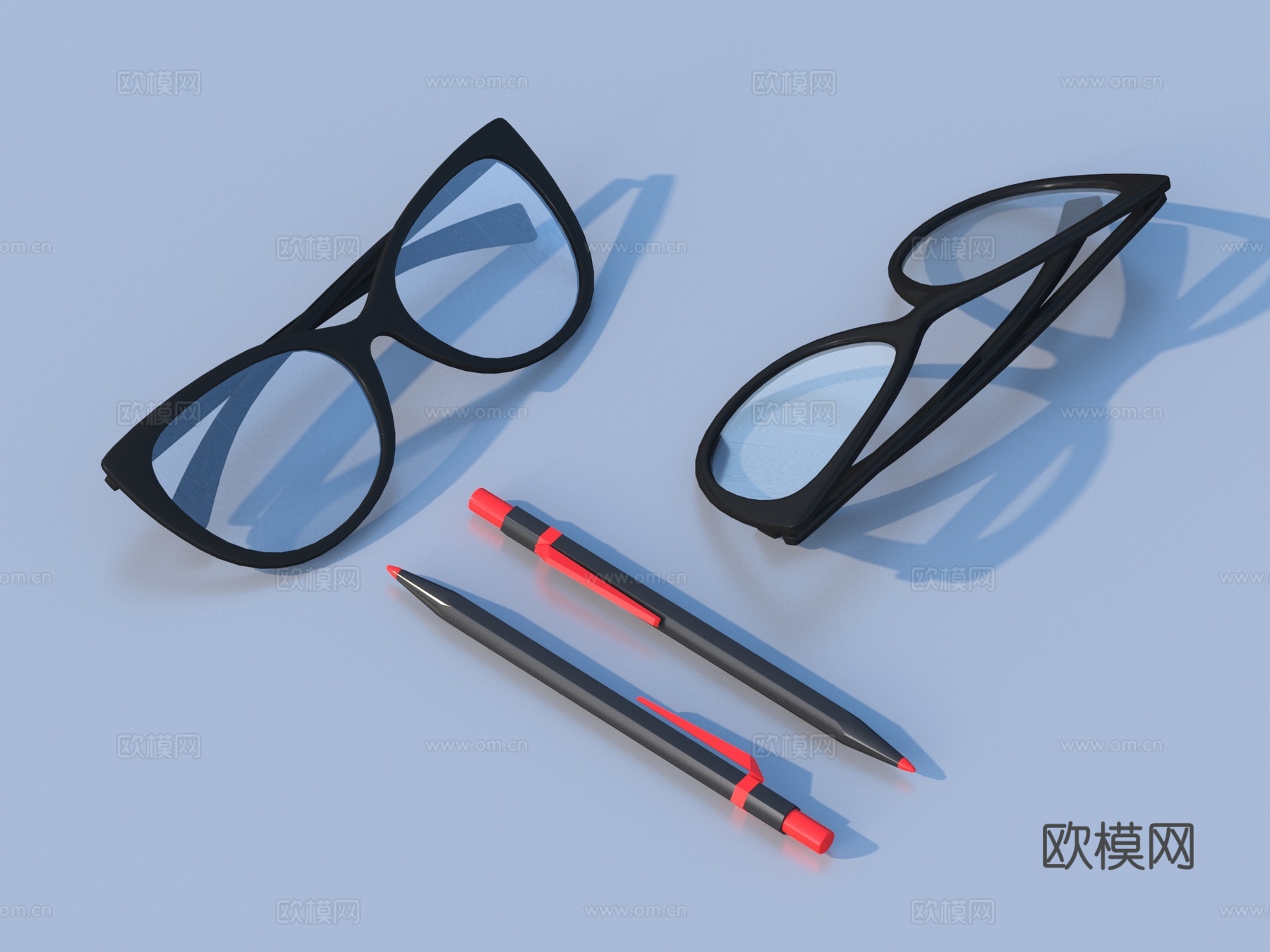 眼镜 笔 文具 学习用品 办公用品3d模型