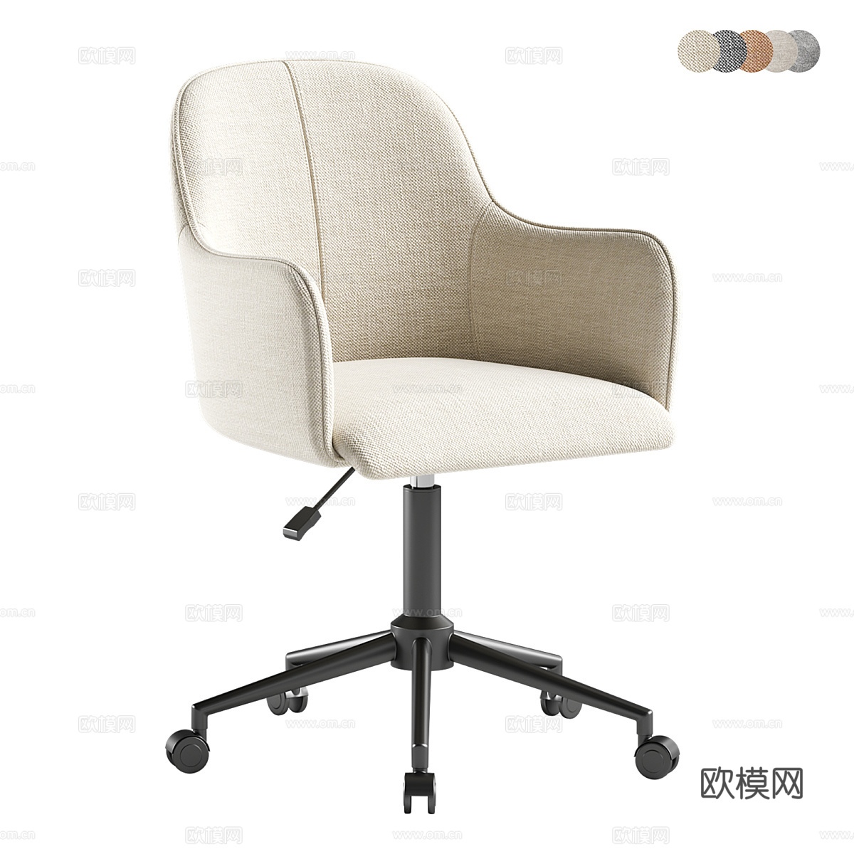 现代意式布艺办公椅3d模型