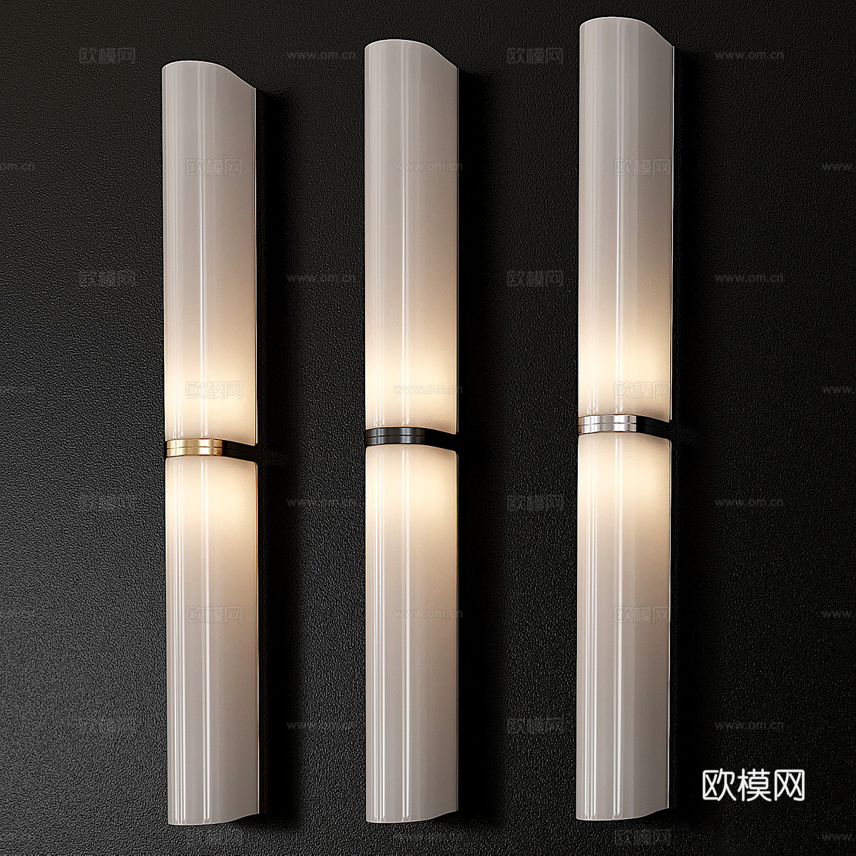现代意式长条玻璃装饰壁灯3d模型
