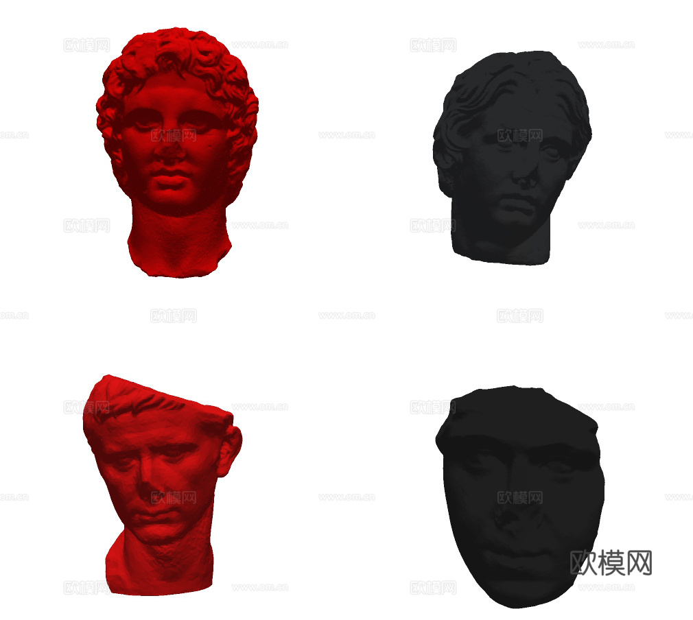 欧式人物头像雕塑摆件su模型下载