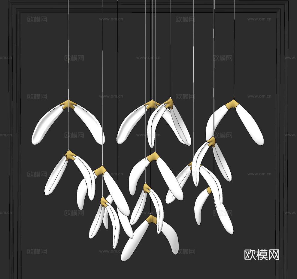 现代羽毛装饰灯su模型下载