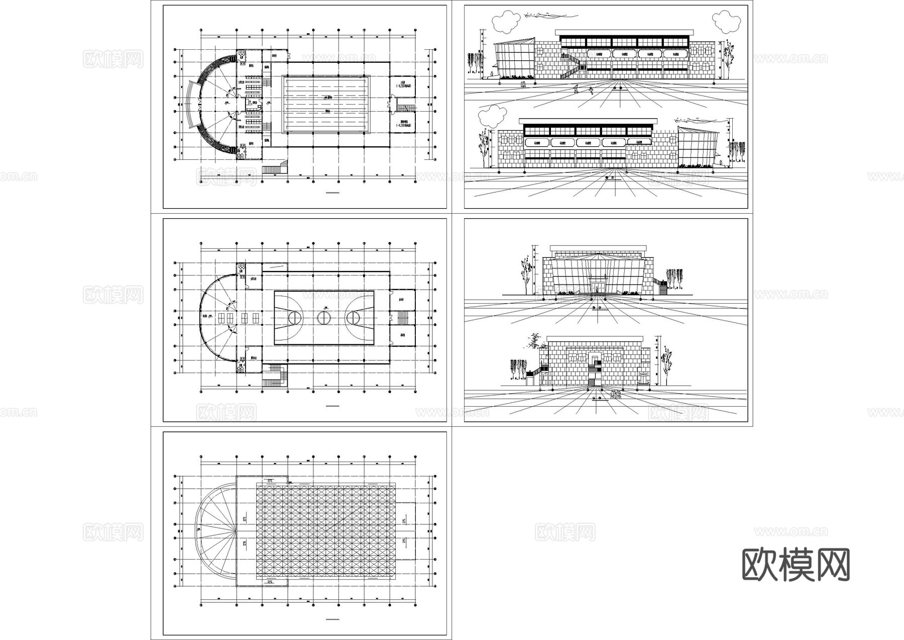 篮球场方案平面cad施工图