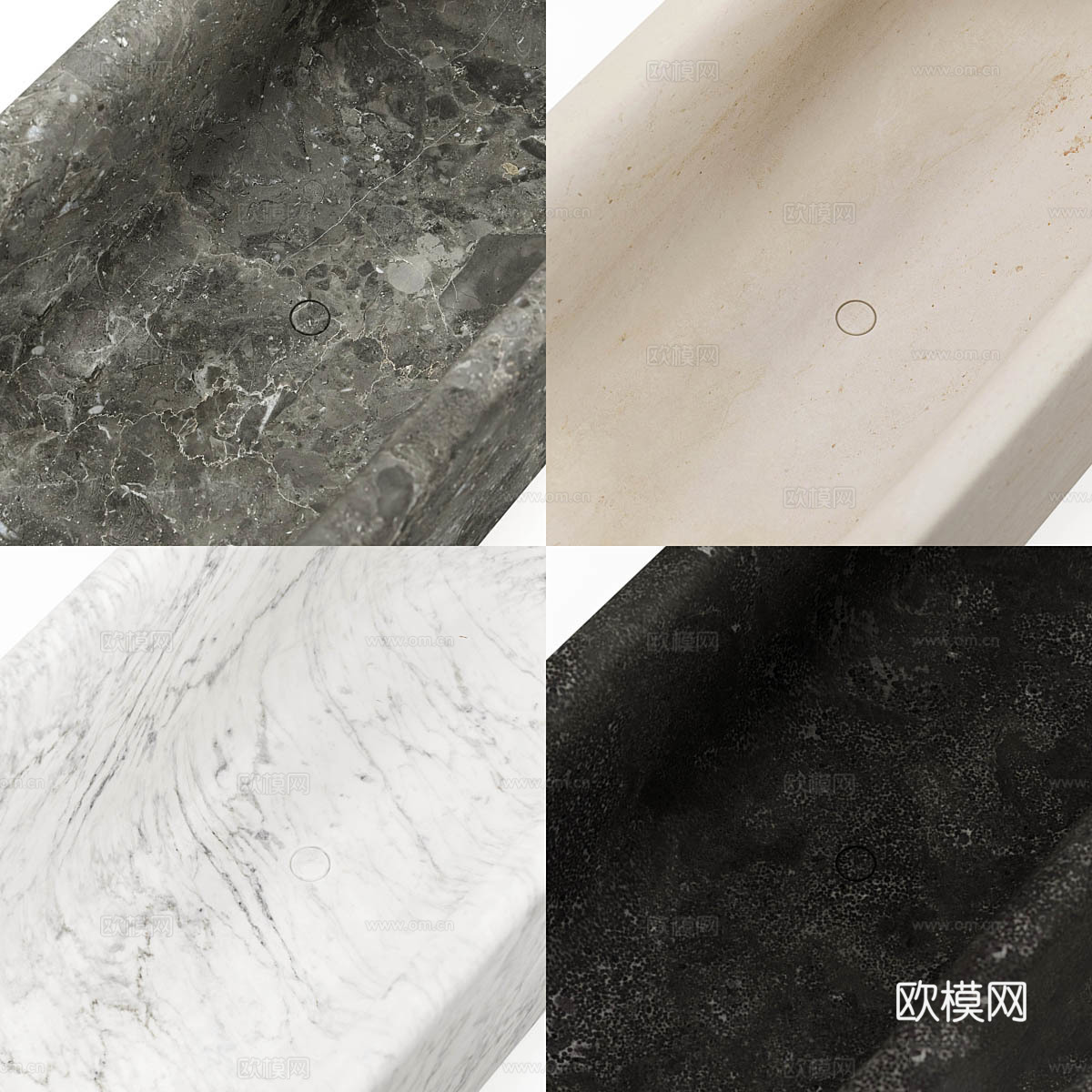 现代意式侘寂大理石 Balnea 浴缸3d模型