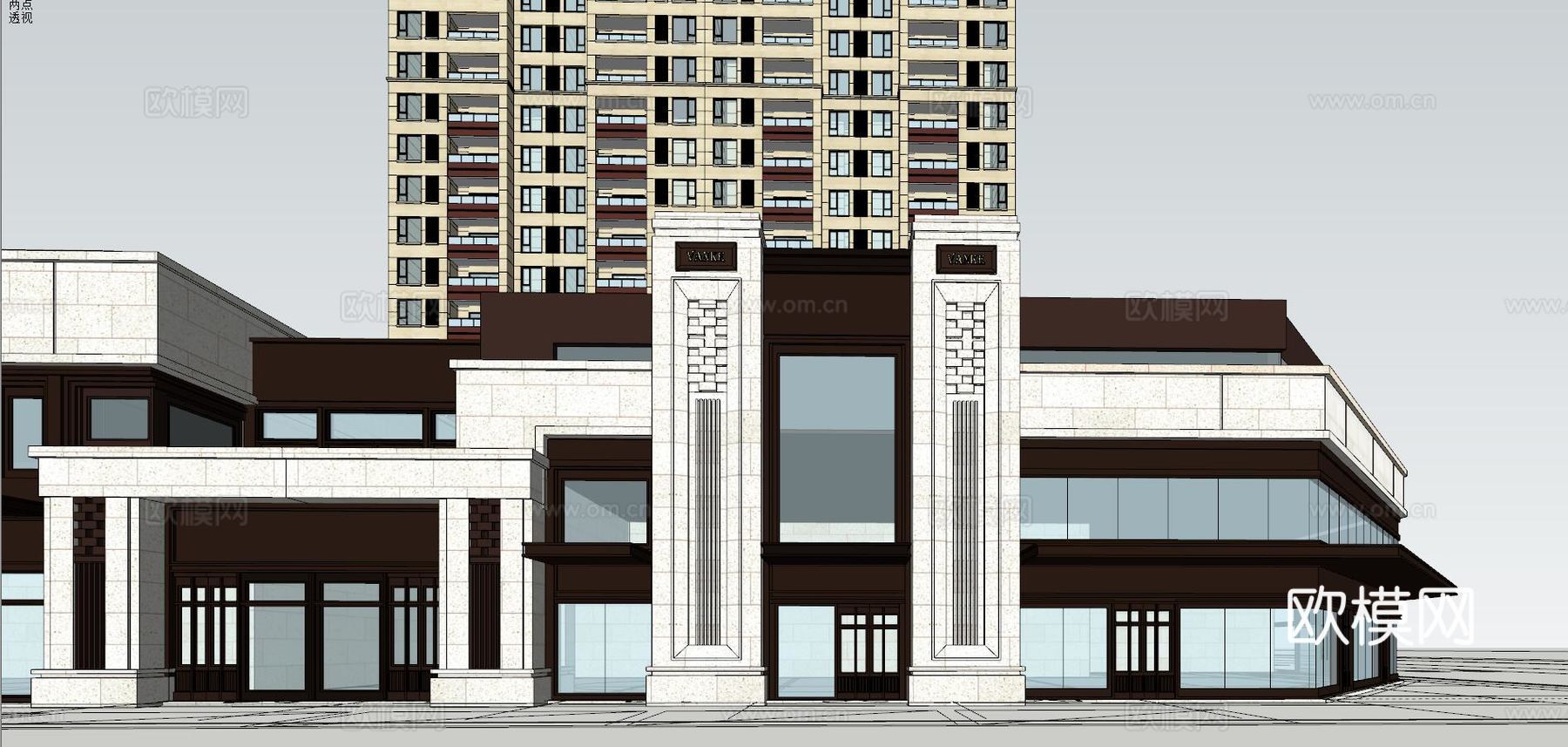 现代沿街商业建筑su模型下载