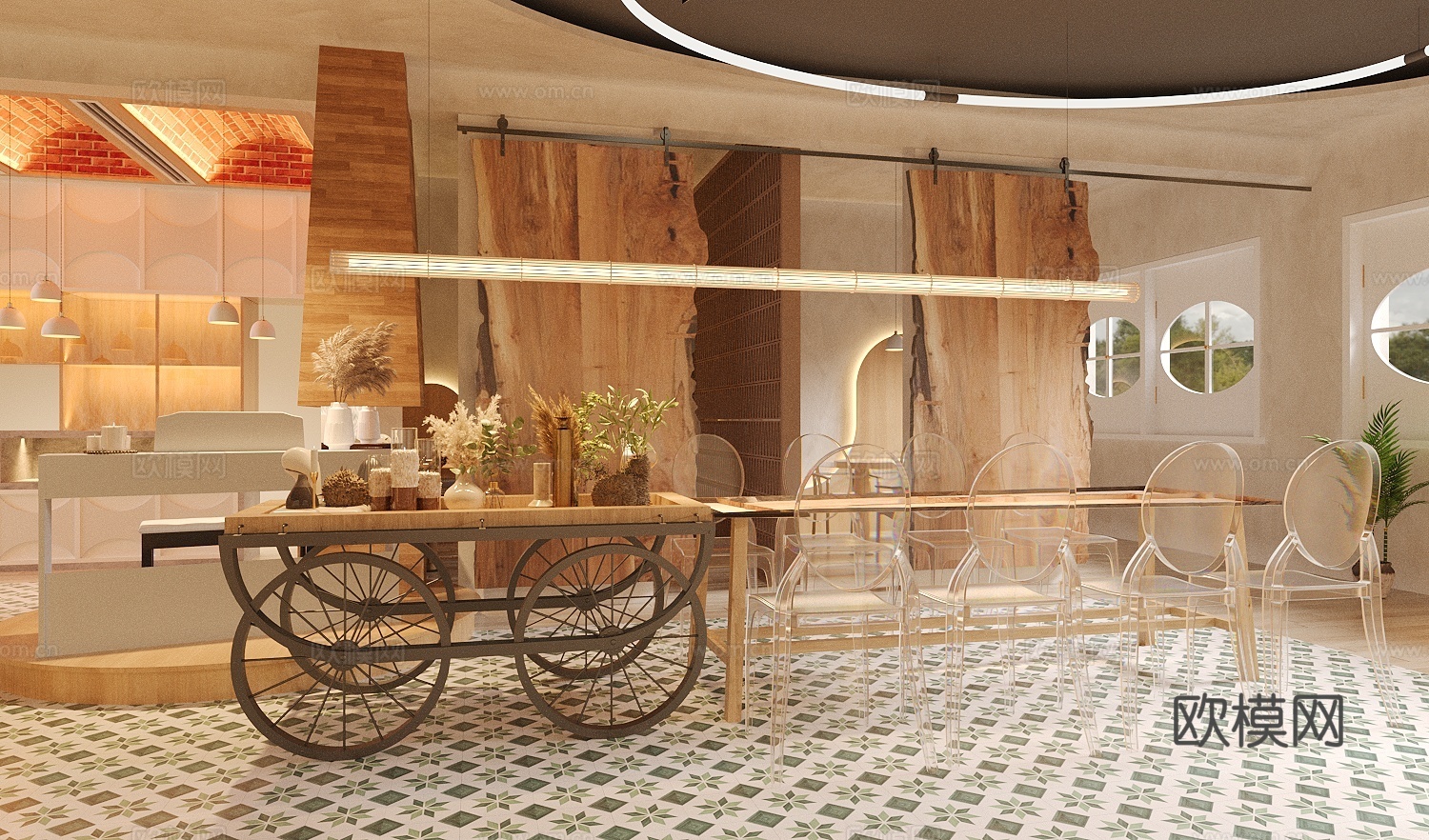 现代茶餐厅推车型岛台3d模型