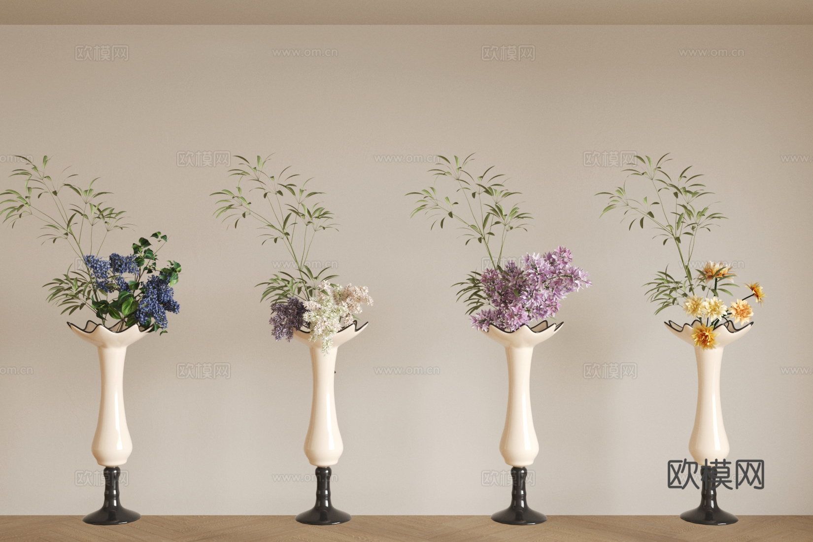 花 陶瓷花瓶 花艺鲜花 假花永生花 客厅花瓶摆件 售楼部花艺3d模型