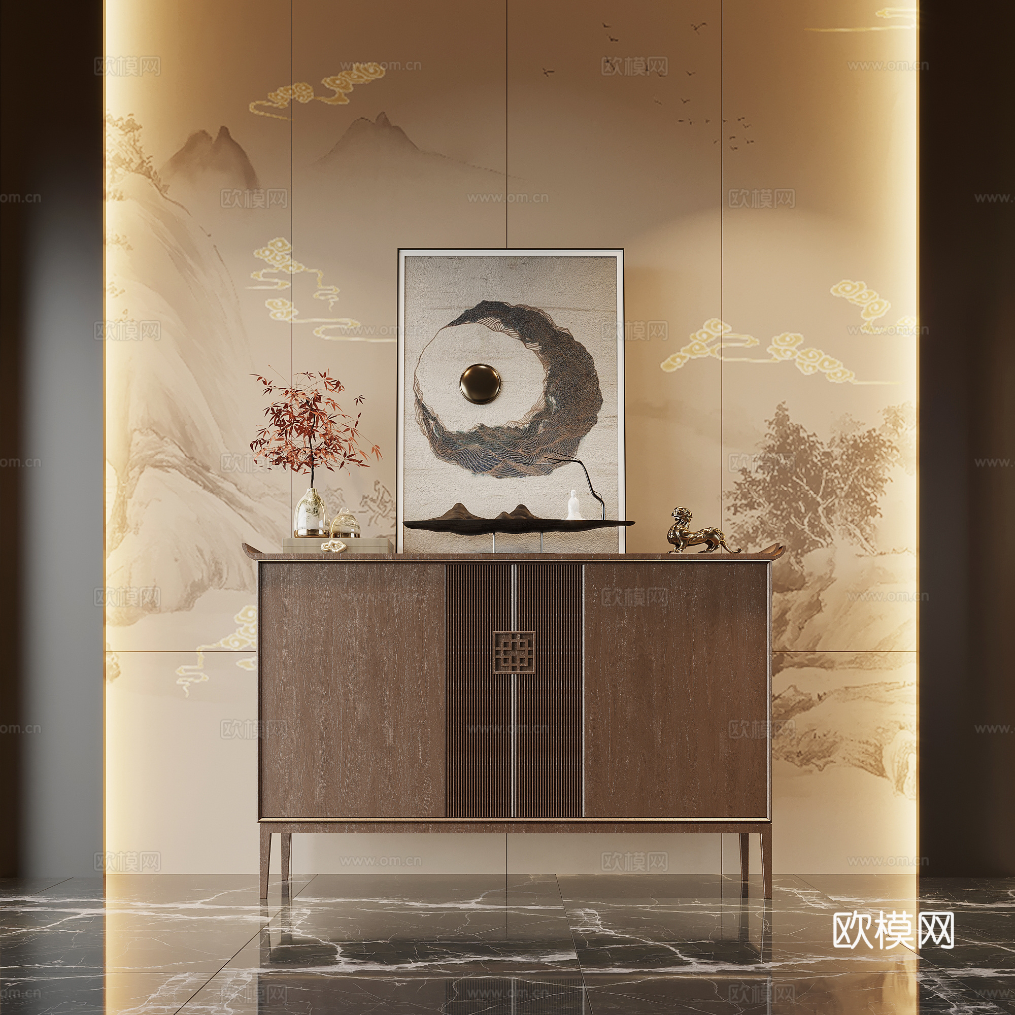 新中式玄关柜 端景柜3d模型