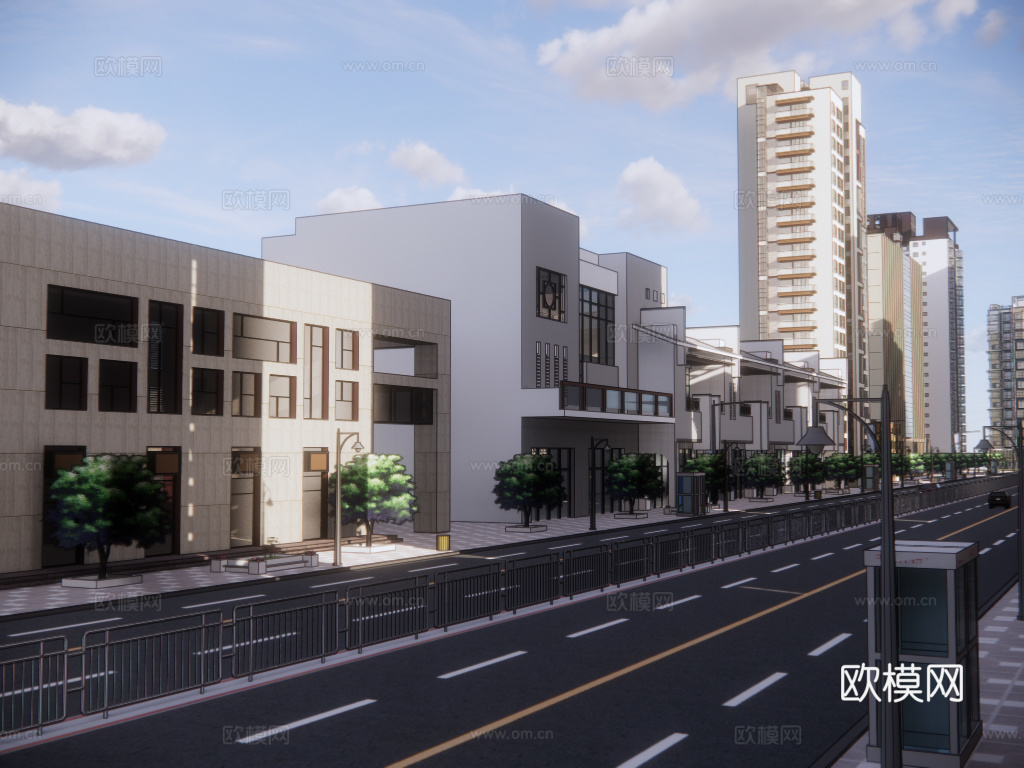 现代沿街商业建筑su模型下载
