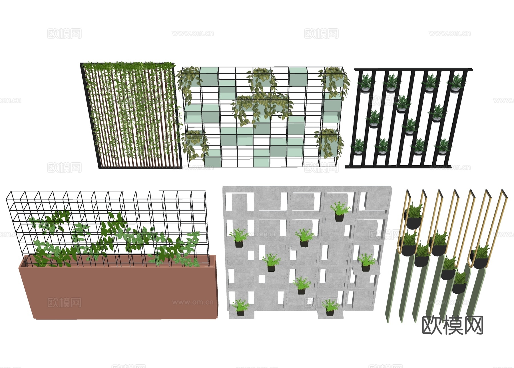 绿植隔断 镂空架屏风su模型下载