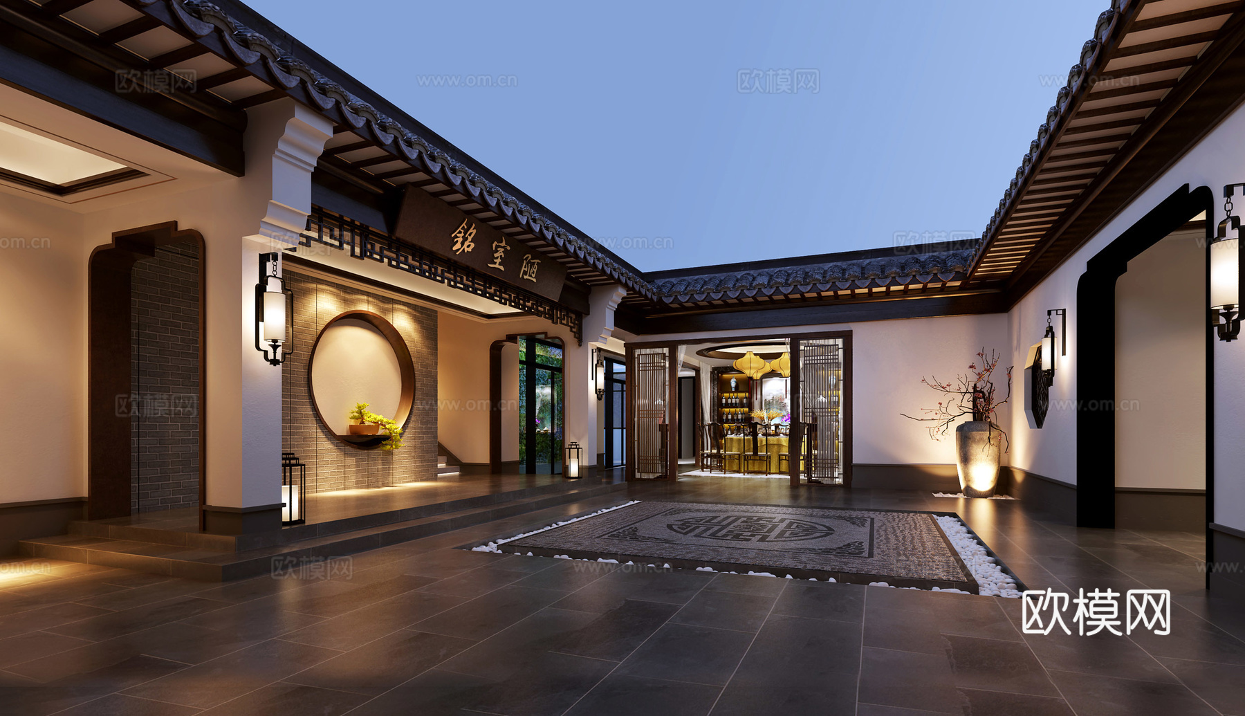 新中式别墅庭院3d模型