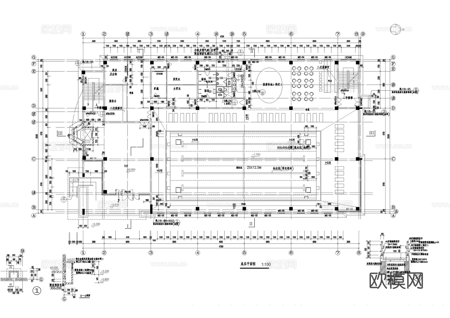 体育馆施工图cad施工图