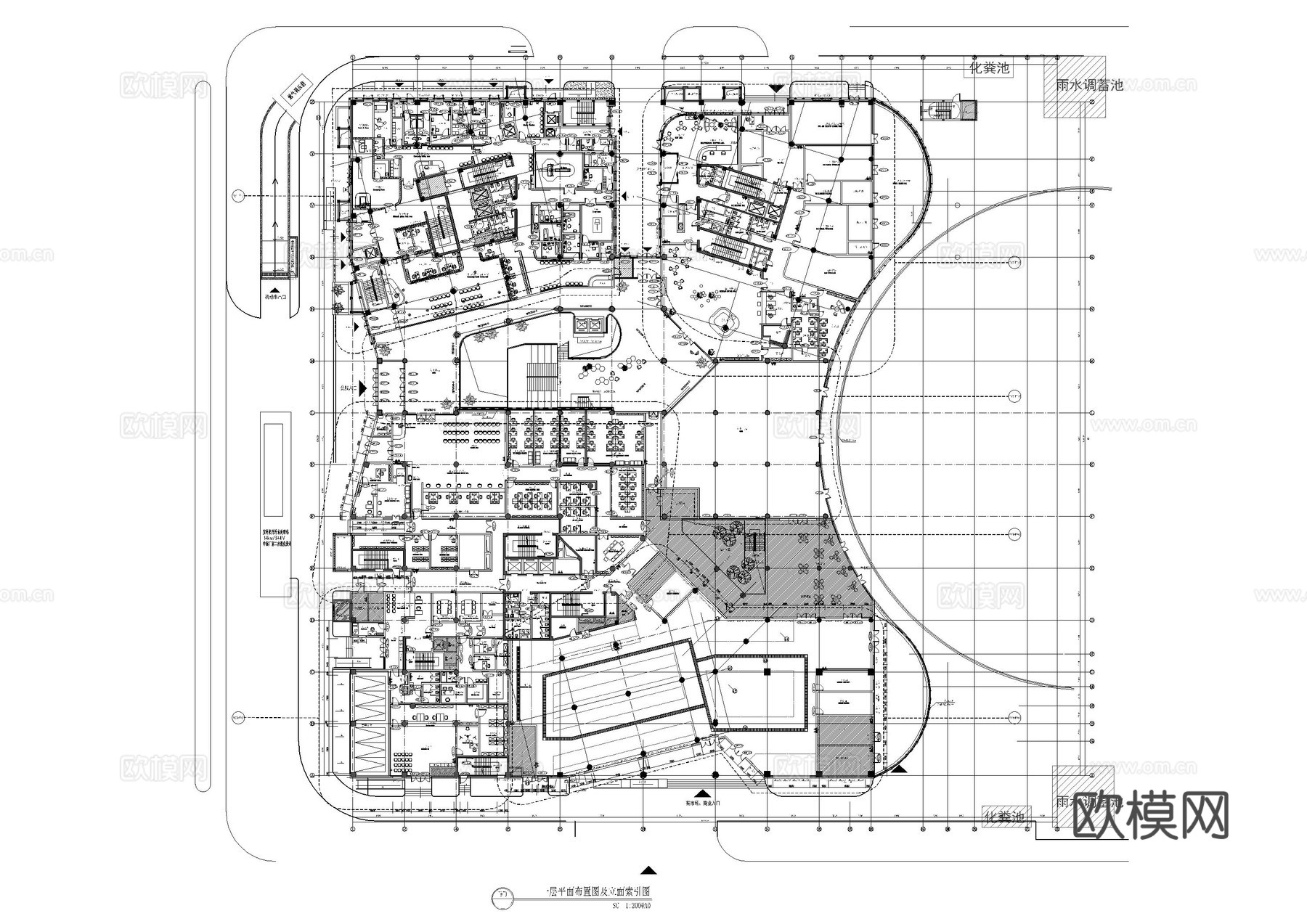 2023七层工装平面方案精品及平面施工图cad施工图