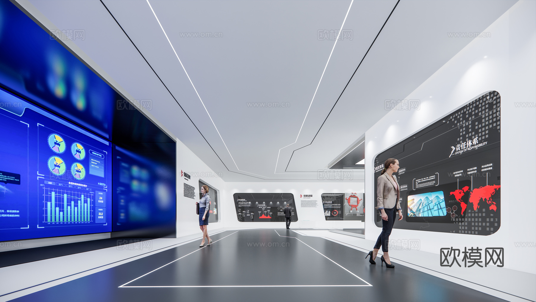 现代科技展厅su模型下载