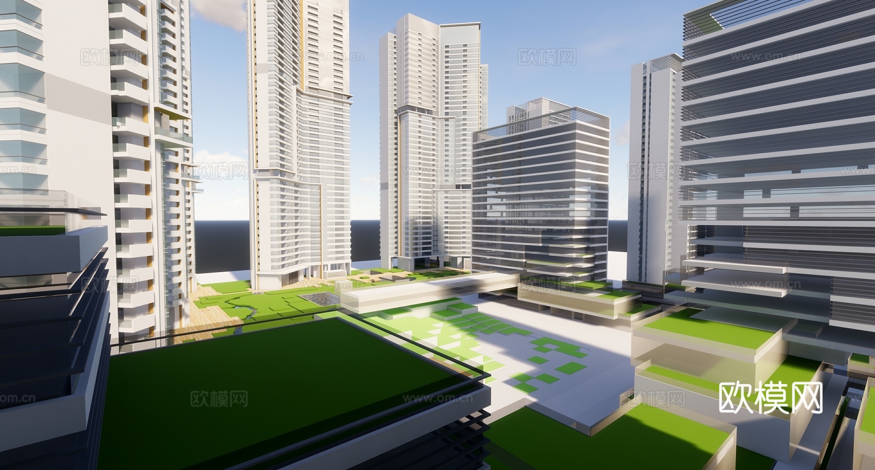 现代住宅小区建筑外观su模型下载